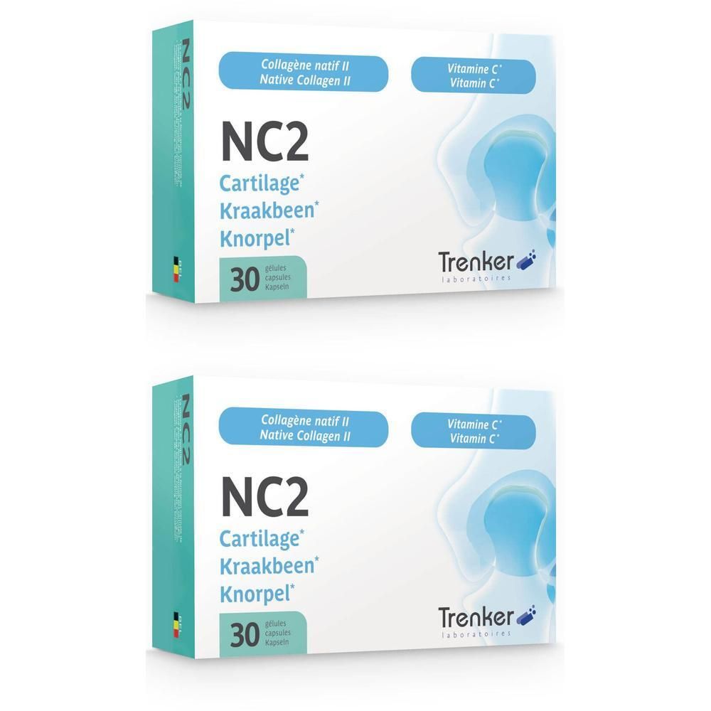Zwei Schachteln mit der Aufschrift "NC2 Knorpel". Enthält 30 Kapseln. Marke Trenker.