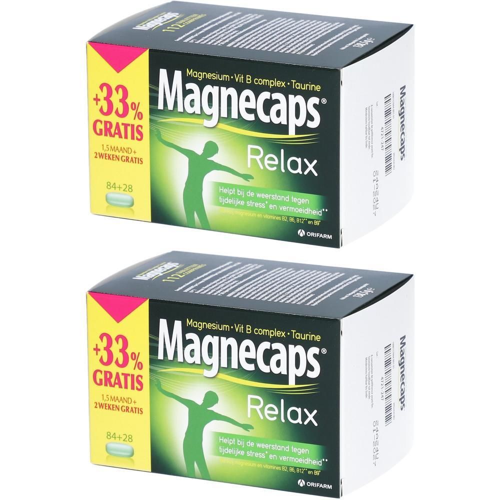 Zwei Packungen Magnecaps Relax mit Magnesium-Vit-B-Komplex und Taurin.