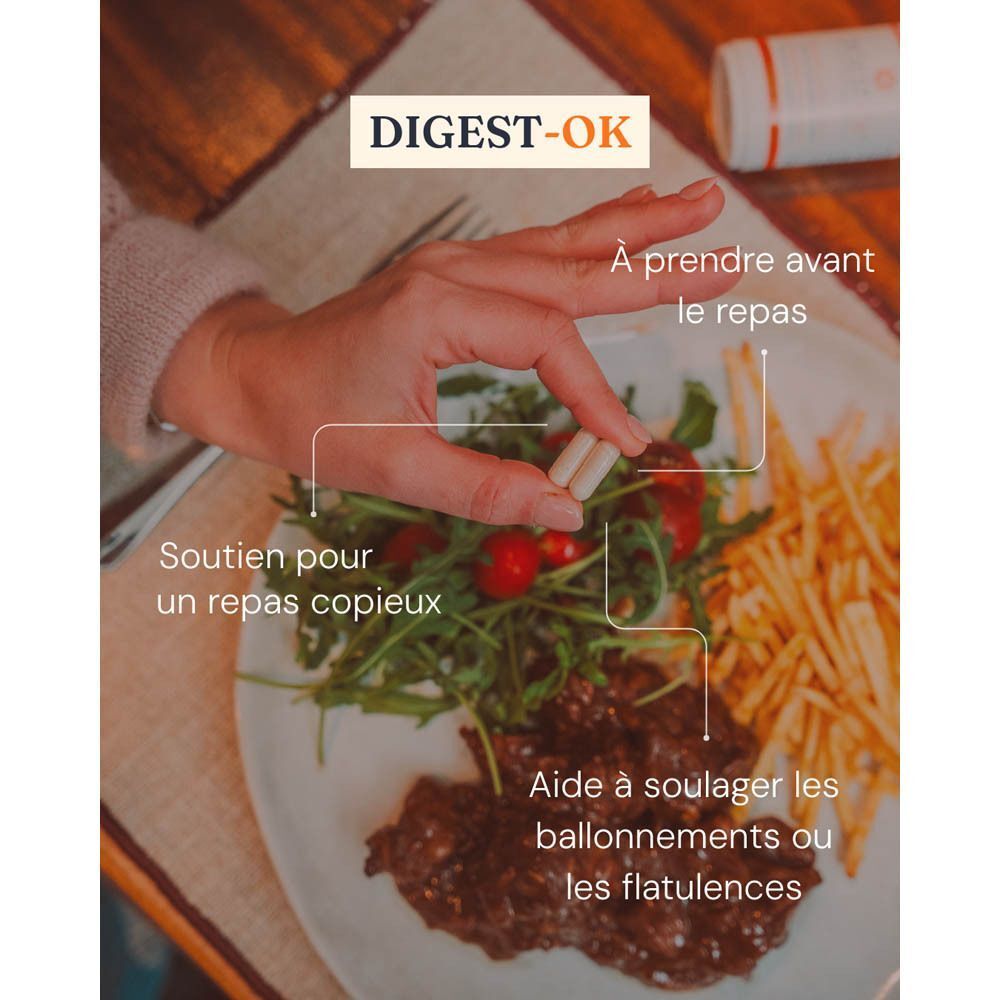 Deux boîtes de DIGEST-OK complément alimentaire, 60 capsules.