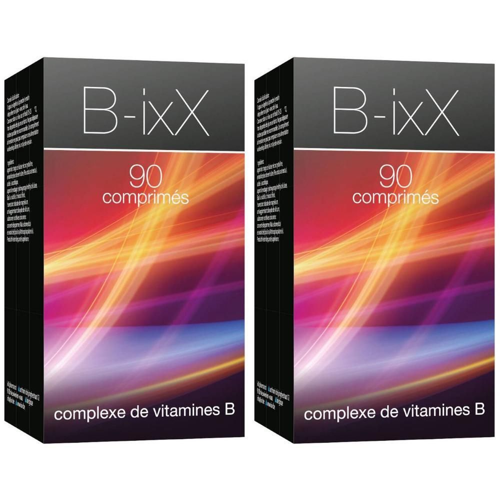 Zwei Schachteln B-ixX. Aufschrift: 90 comprimés, complexe de vitamines B.