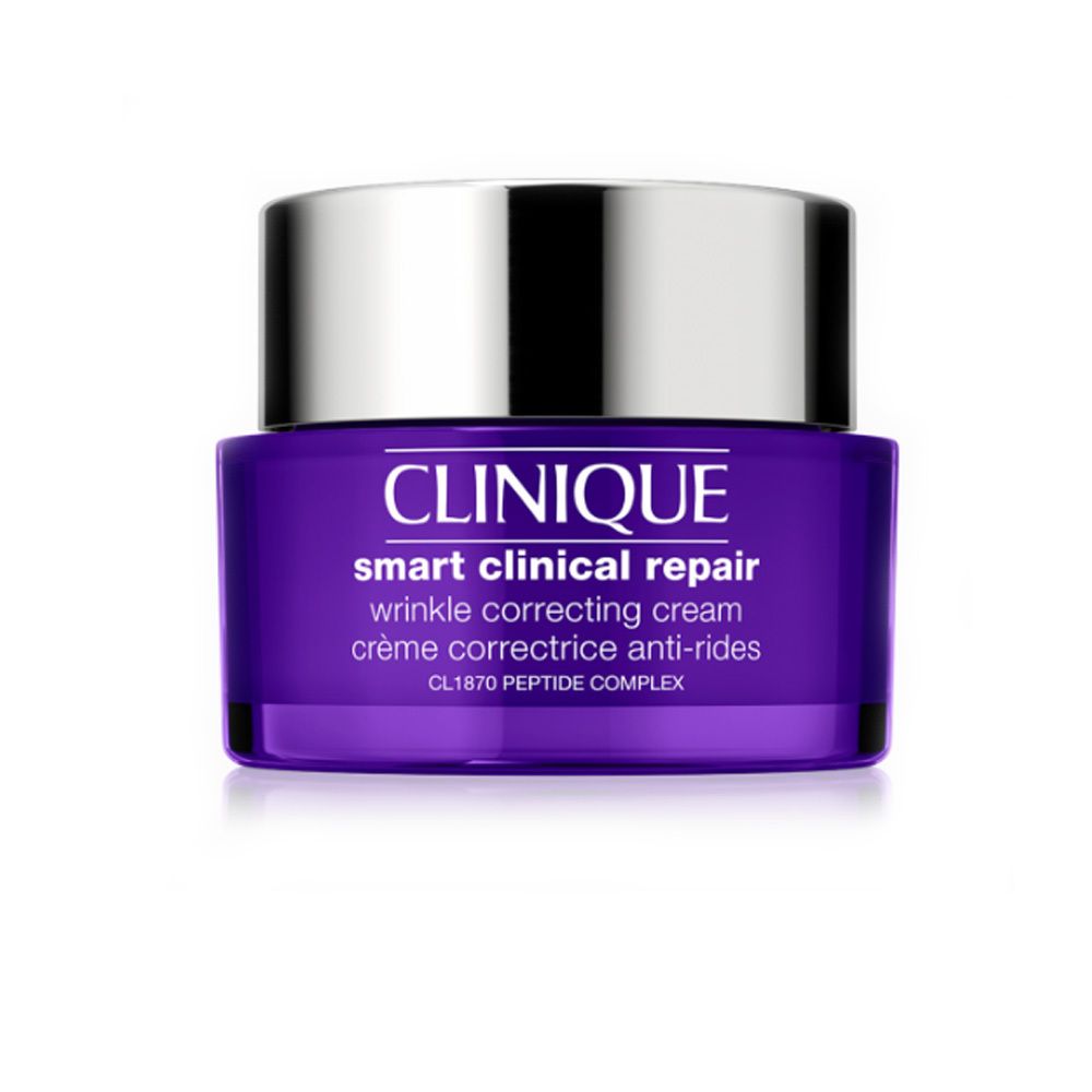 Clinique Smart Clinical Repair Faltenkorrigierende Creme in violettem Tiegel mit silbernem Deckel.