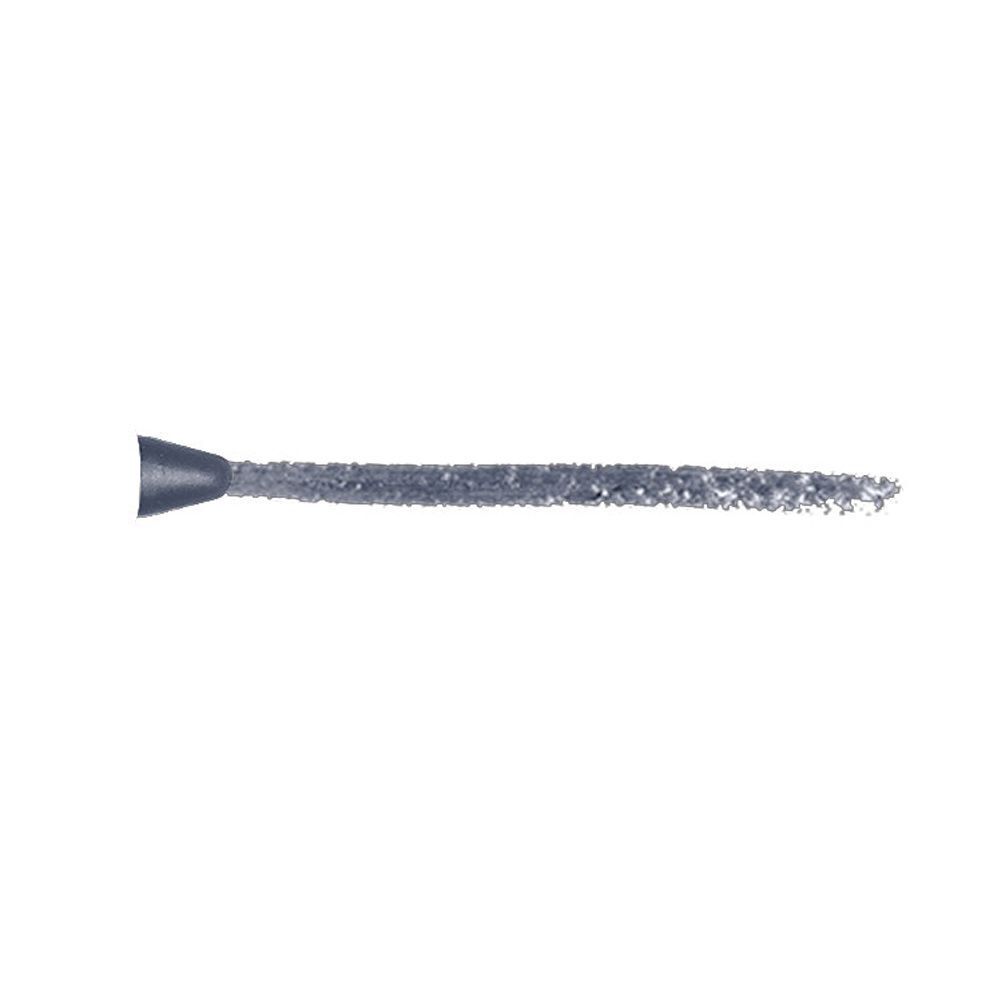 Un trait de crayon gris partant d'un applicateur noir.