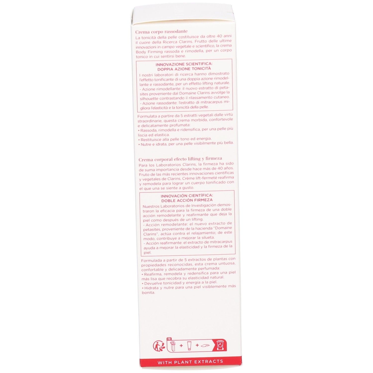 Clarins Body Firming Cream Verpackung Seite mit Informationen