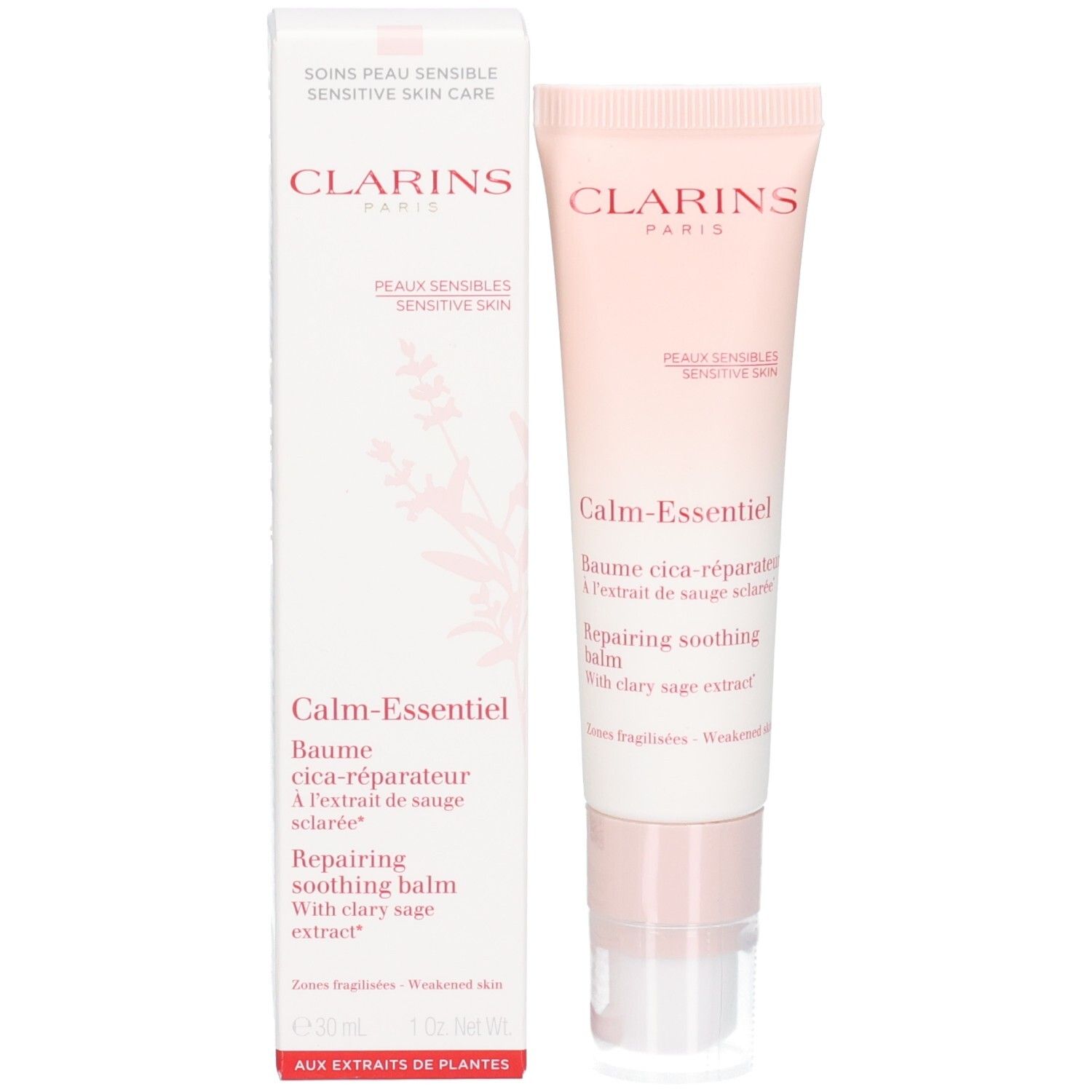 Clarins Calm Essentiel: Balsam in Tube und Umverpackung, für empfindliche Haut.