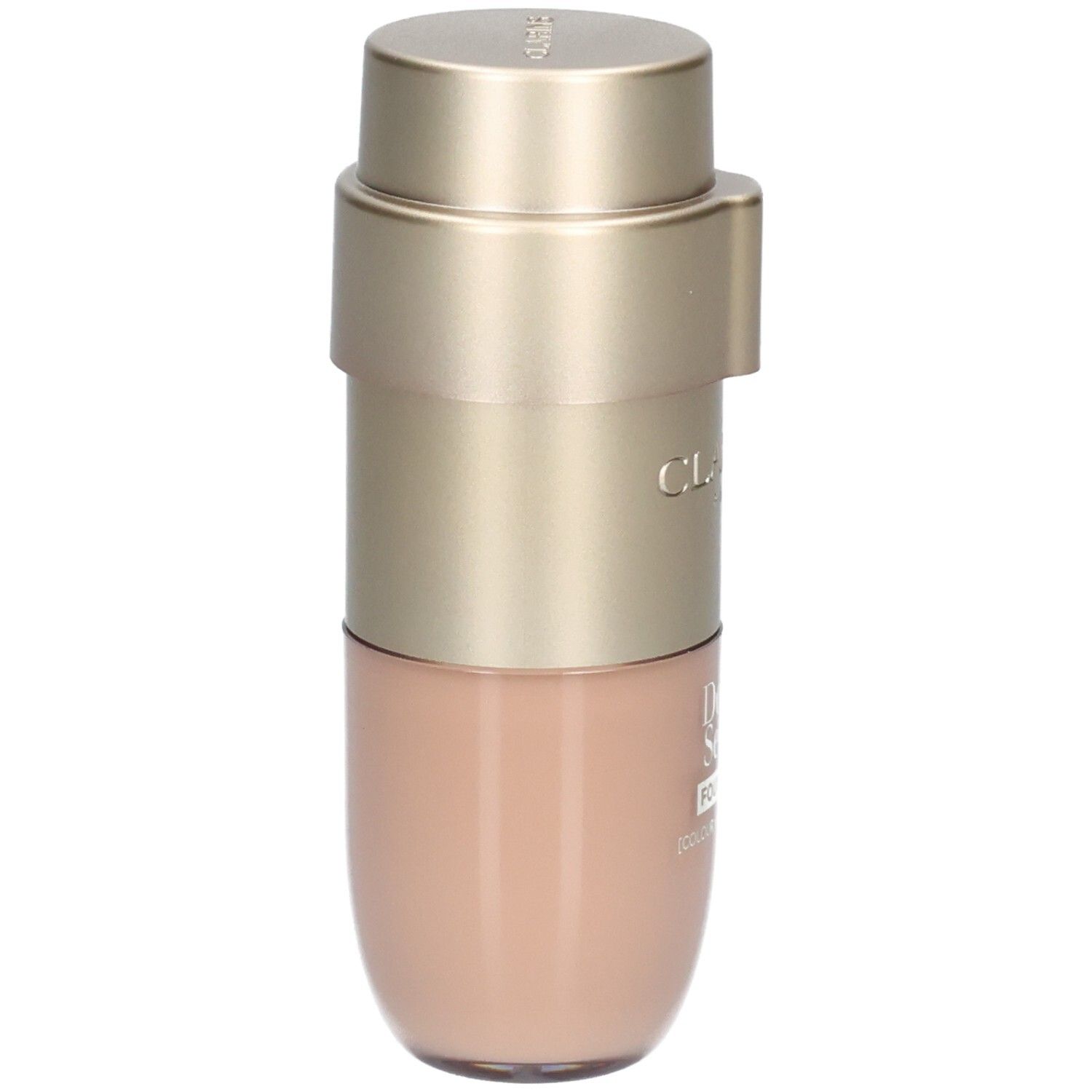 Clarins Double Serum Foundation L6W in gold and light beige packaging.