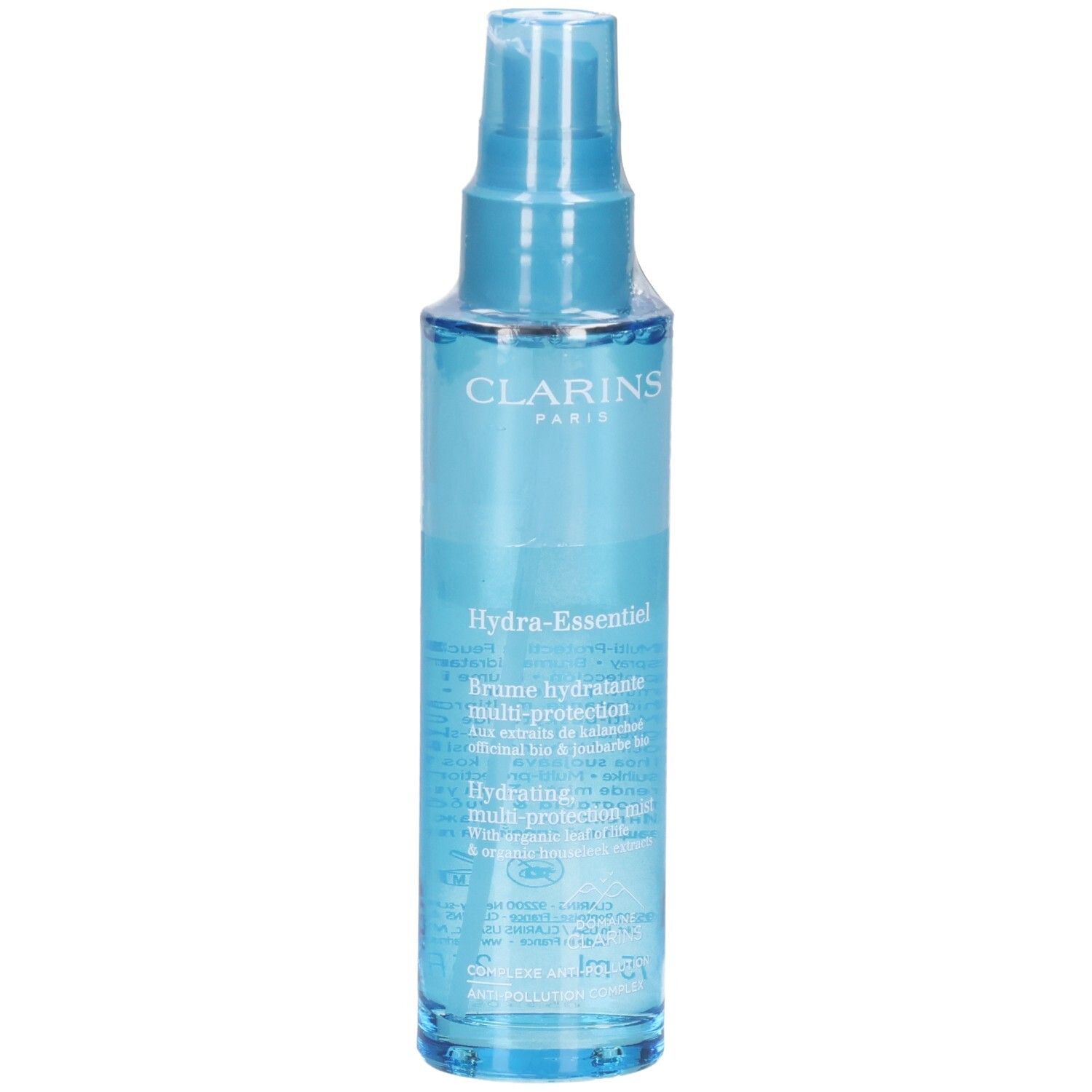 Clarins Hydra-Essentiel Brume Hydratante Multi-Protection Pumpsprühflasche.