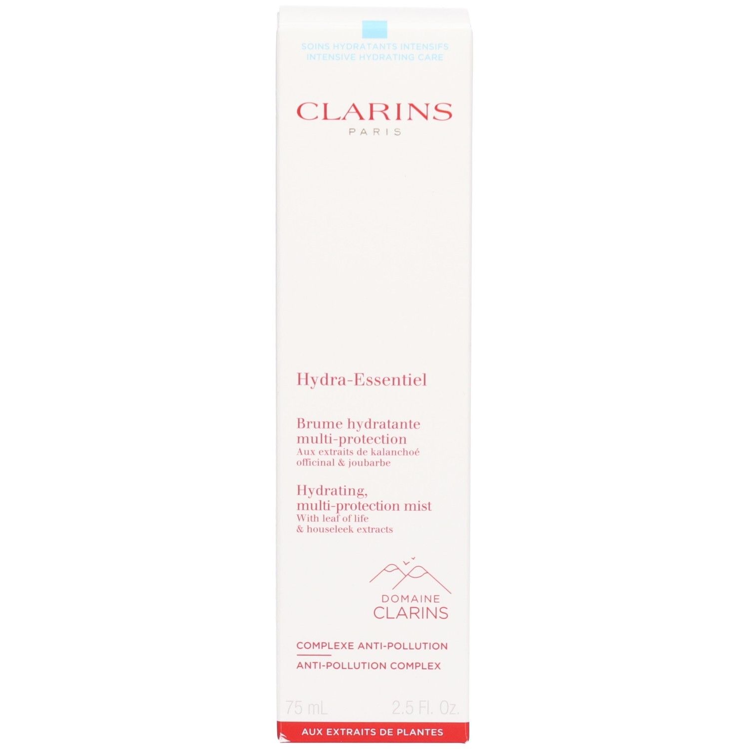 Clarins Hydra-Essentiel Brume Hydratante Multi-Protection Pumpsprühflasche.