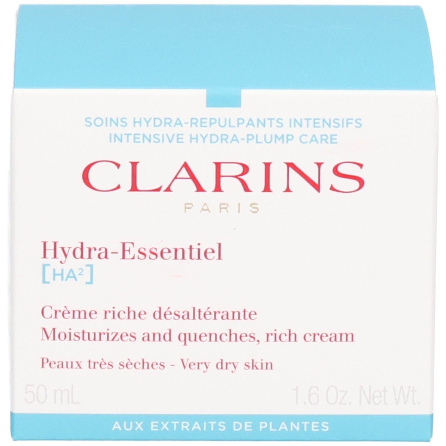 Clarins Hydra-Essentiel Feuchtigkeitscreme Verpackung, 50ml.