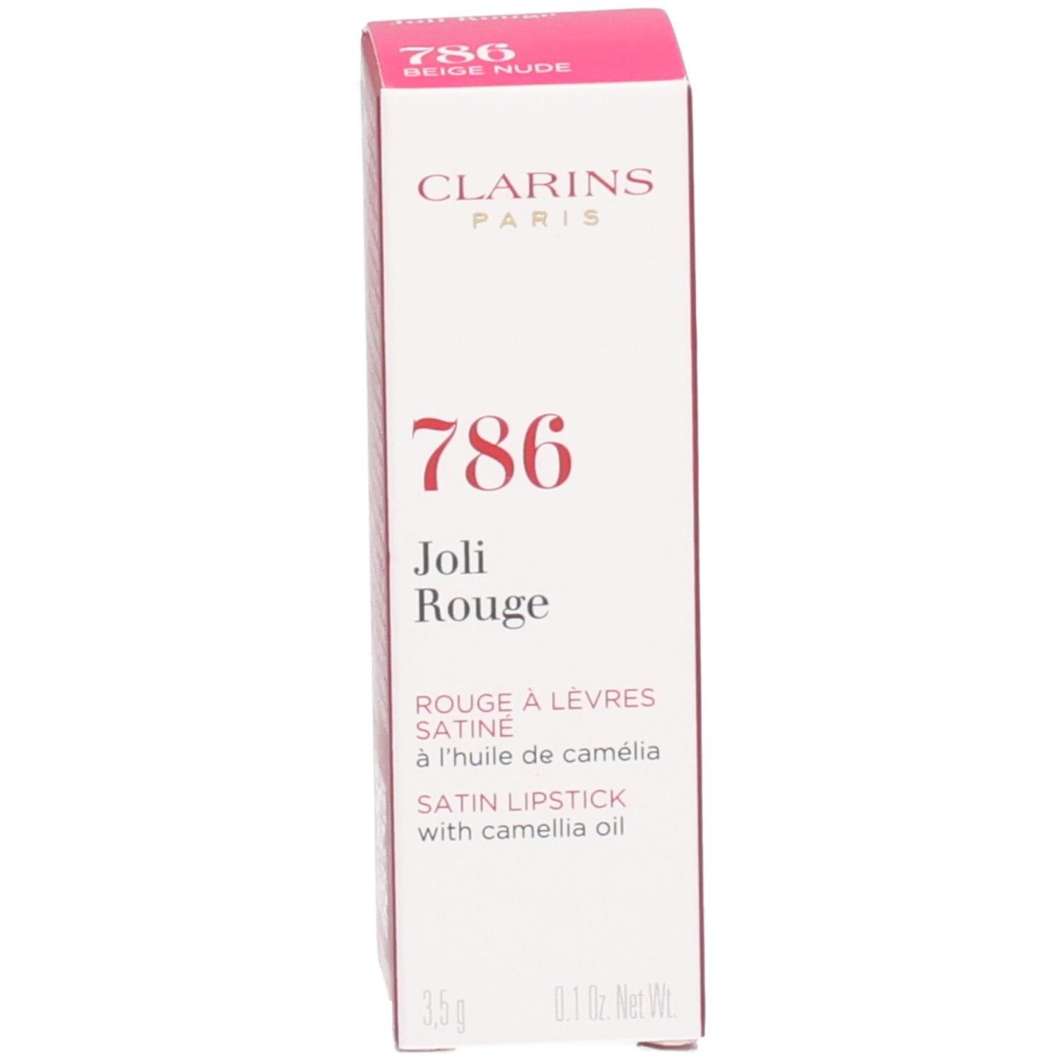 Clarins Joli Rouge Lippenstift, Farbe 786 Beige Nude, Satin-Finish mit Kamelienöl.