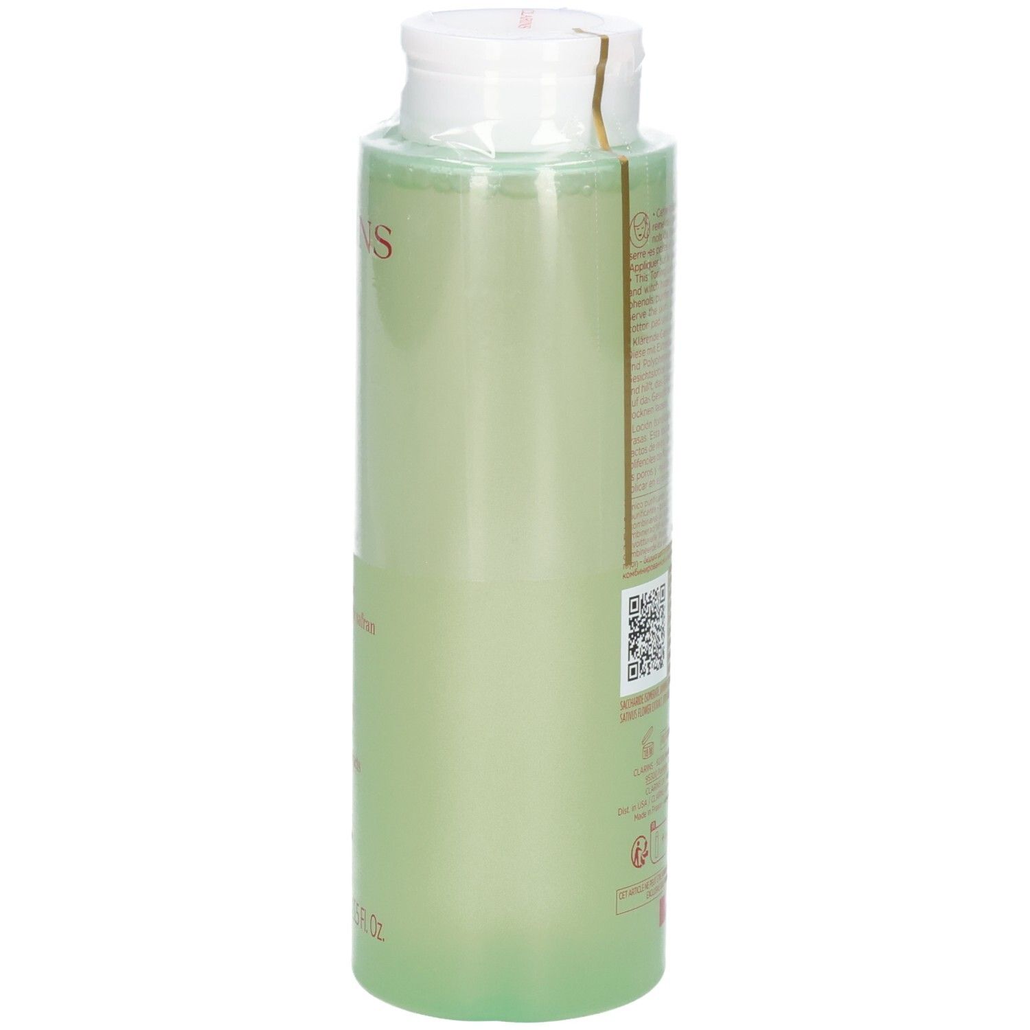 Clarins Reinigende Tonic Lotion, 400 ml, Seite der Flasche.