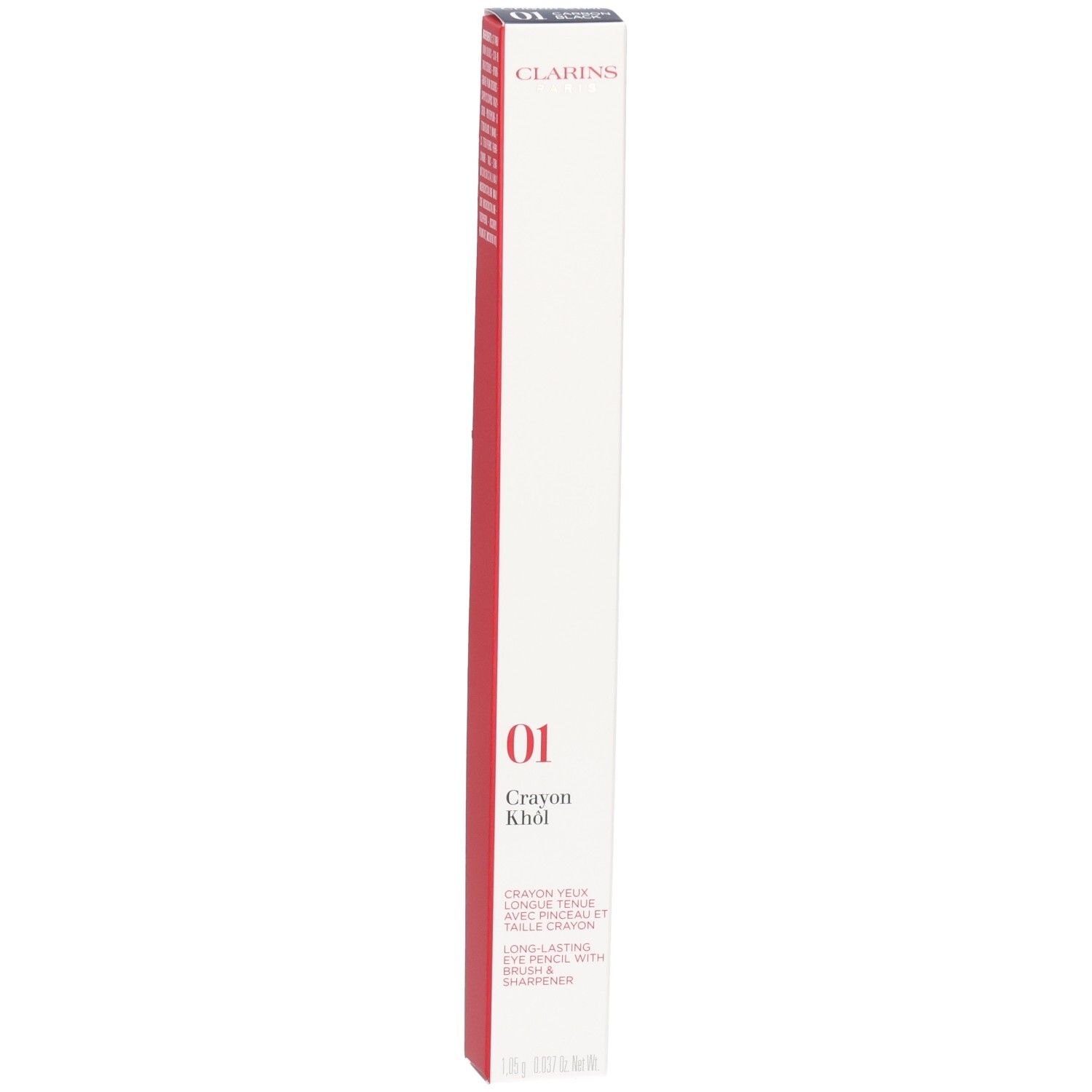 Clarins Crayon Khôl Eyeliner 01 Carbon Black, Verpackung mit Produktbezeichnung.