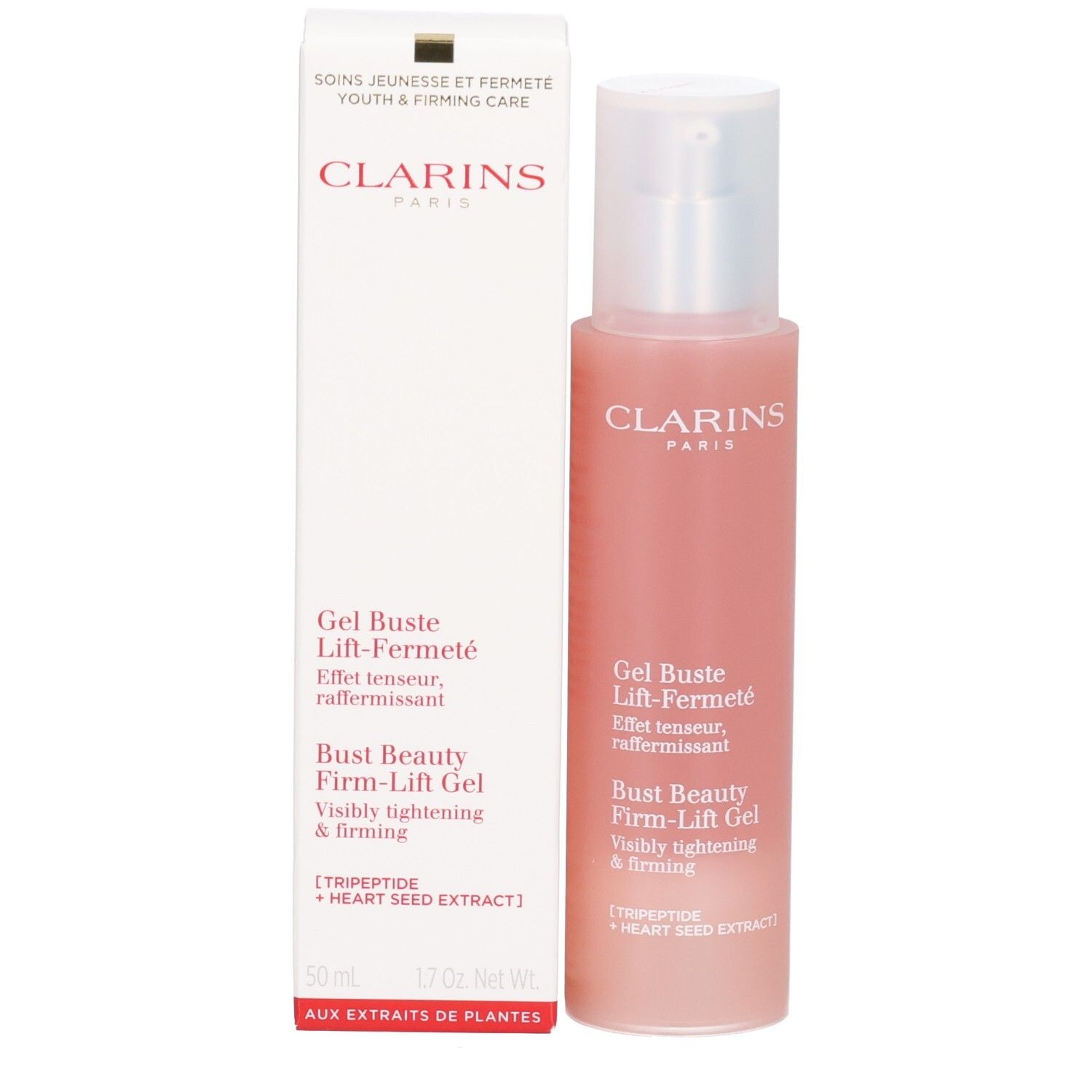 Clarins Bust Beauty Firm-Lift Gel und Kartonverpackung. 50 ml.