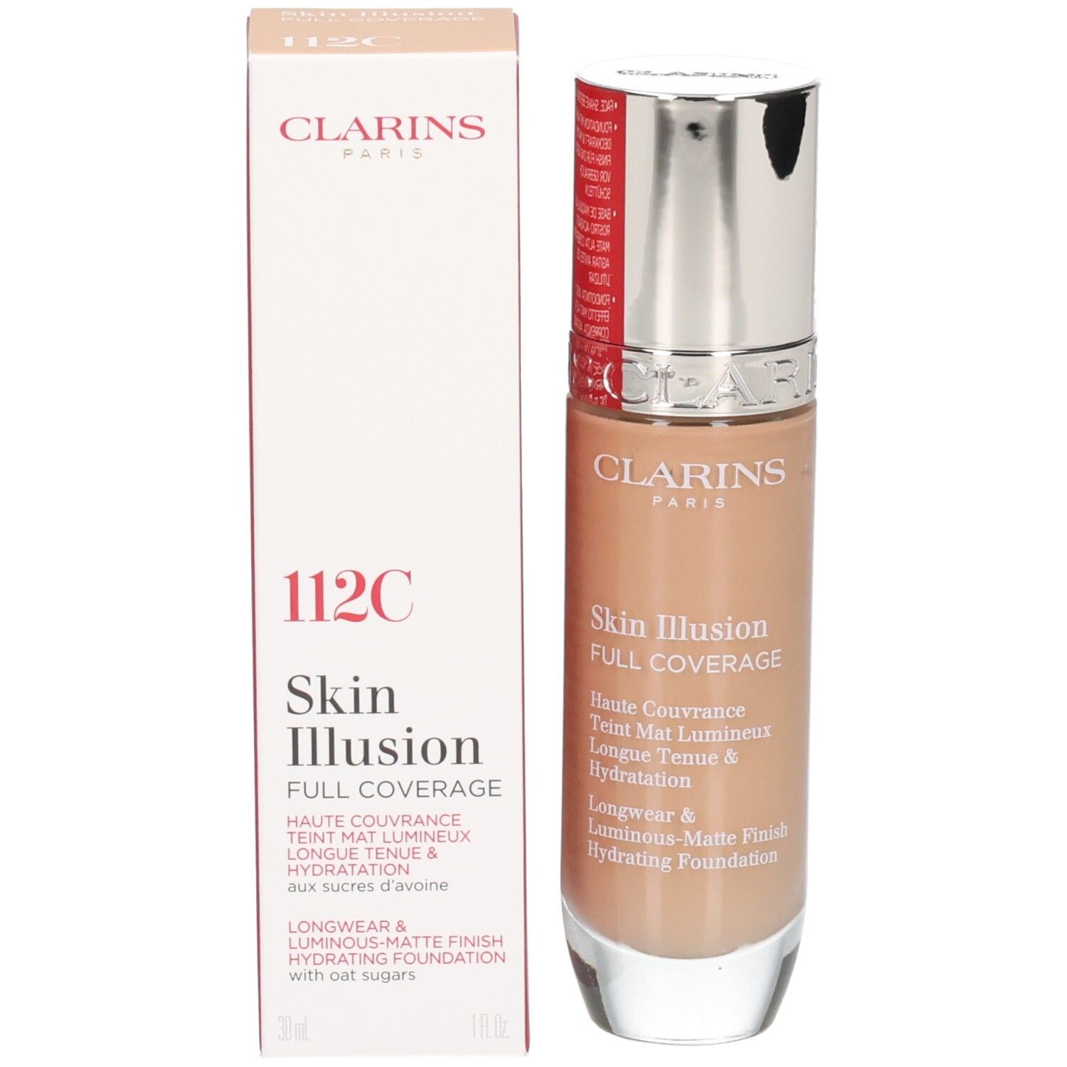 Clarins Skin Illusion Full Coverage Foundation 112C mit Umverpackung.