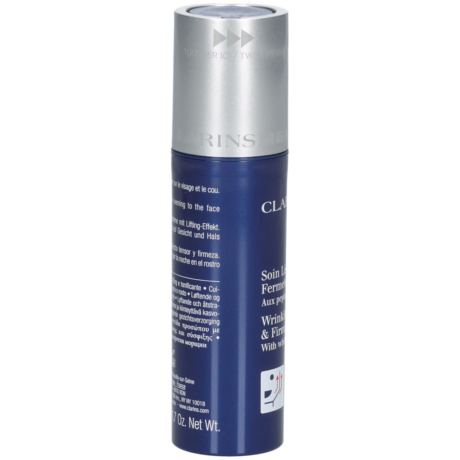 Clarins Men Gesichtscreme, Rückseite mit Anwendungshinweisen und Inhaltsstoffen.