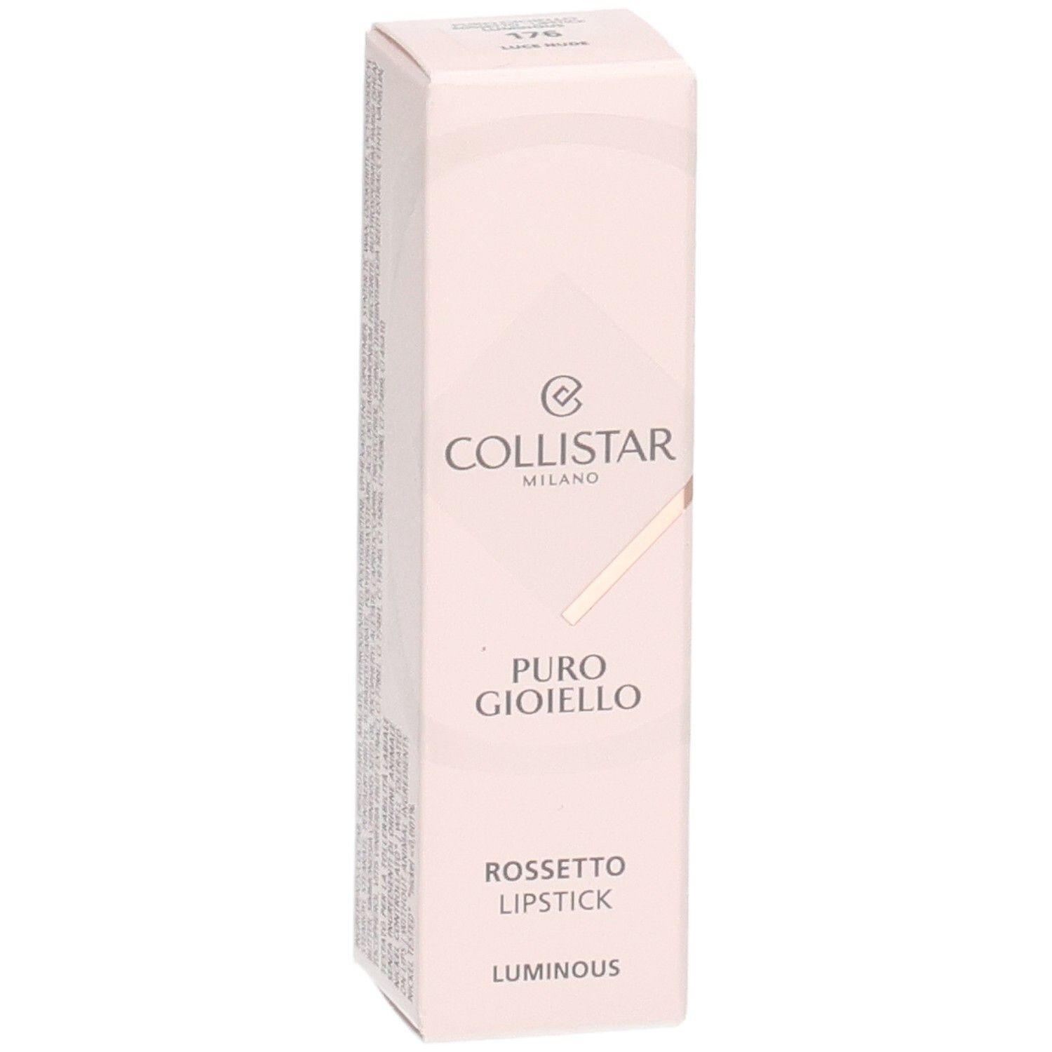 Collistar Puro Gioiello Lippenstift Verpackung, Farbe 176 Luce Nude.