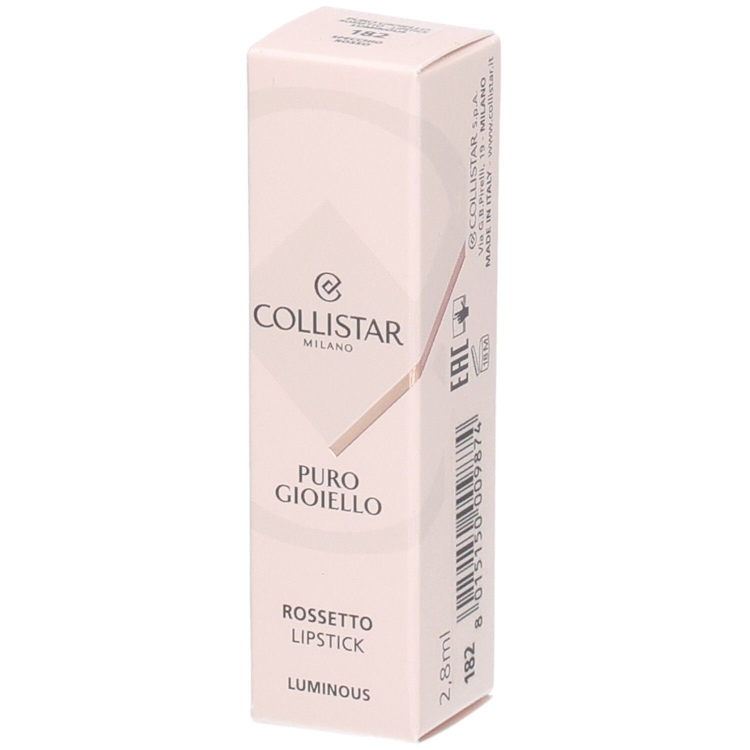Collistar Puro Gioiello Lippenstift Verpackung mit Produktinformationen.