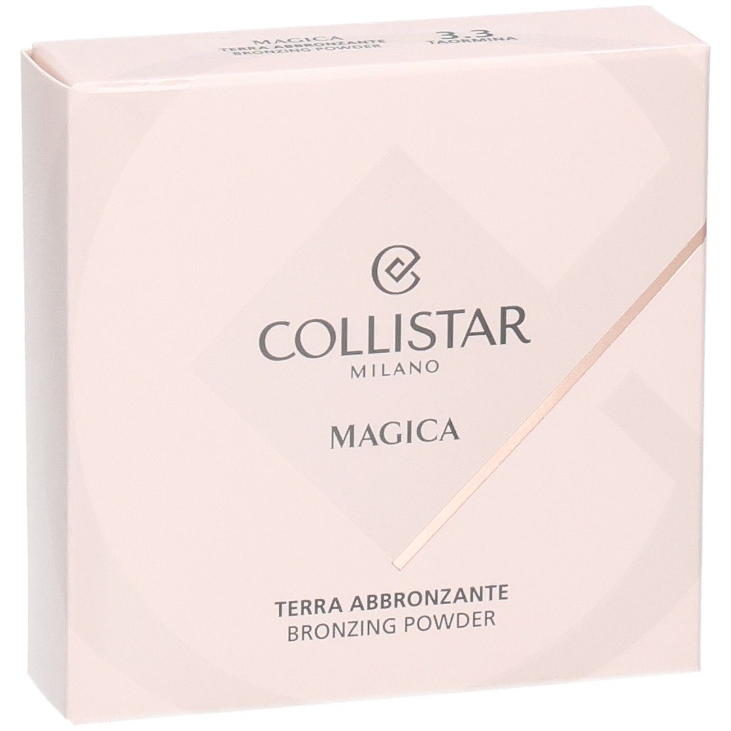 Collistar Magica Poudre Bronzante, 3.3 Taormina, Verpackung neben dem offenen Produkt.