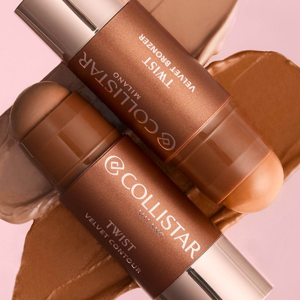 Emballage du Collistar Twist Velvet Contour Stick, rose pâle avec des accents rose gold.