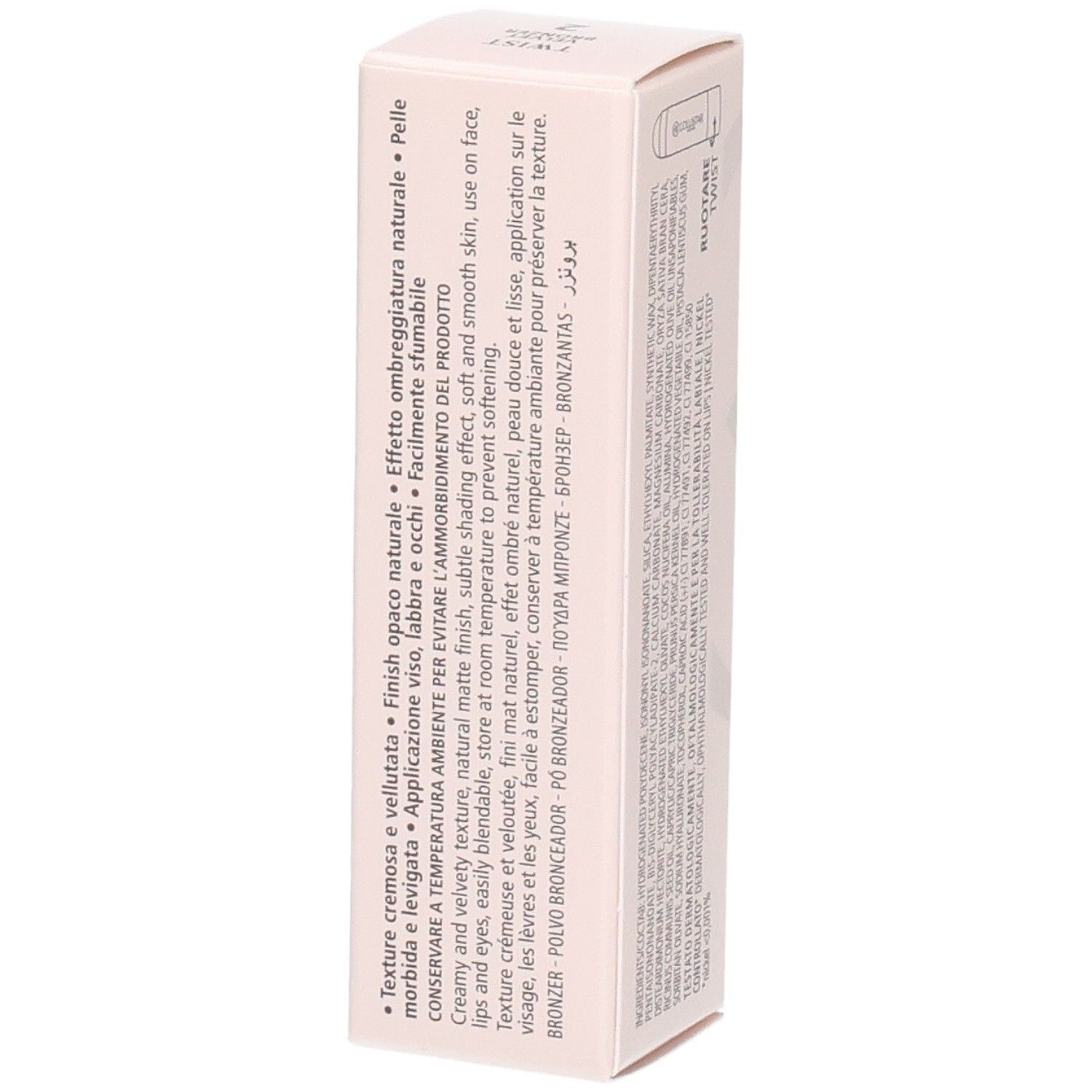 Collistar Twist Velvet Bronzer Stick Verpackung mit Anwendungshinweisen.
