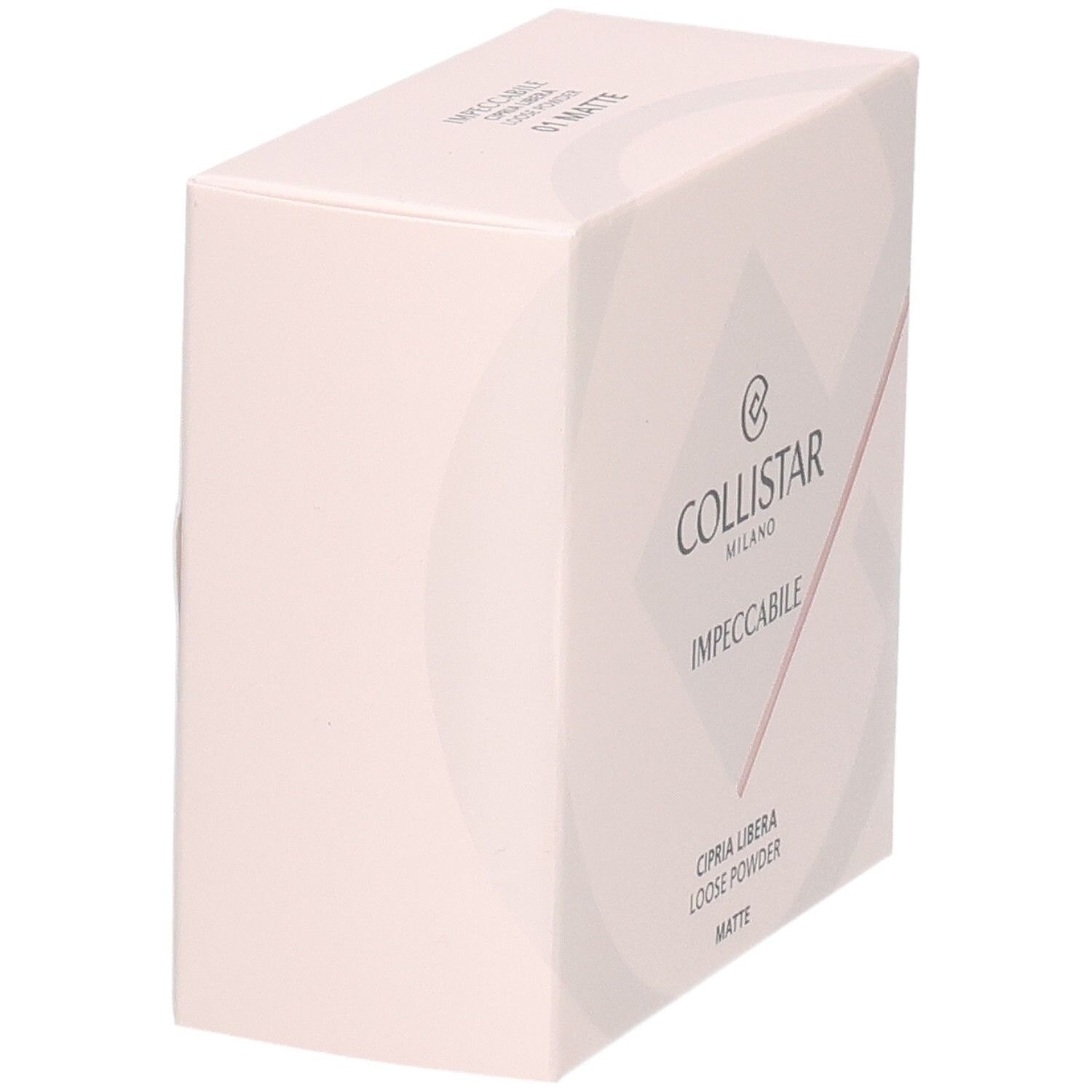 Collistar Impeccabile Poudre Libre Kartonverpackung, Seitenansicht.
