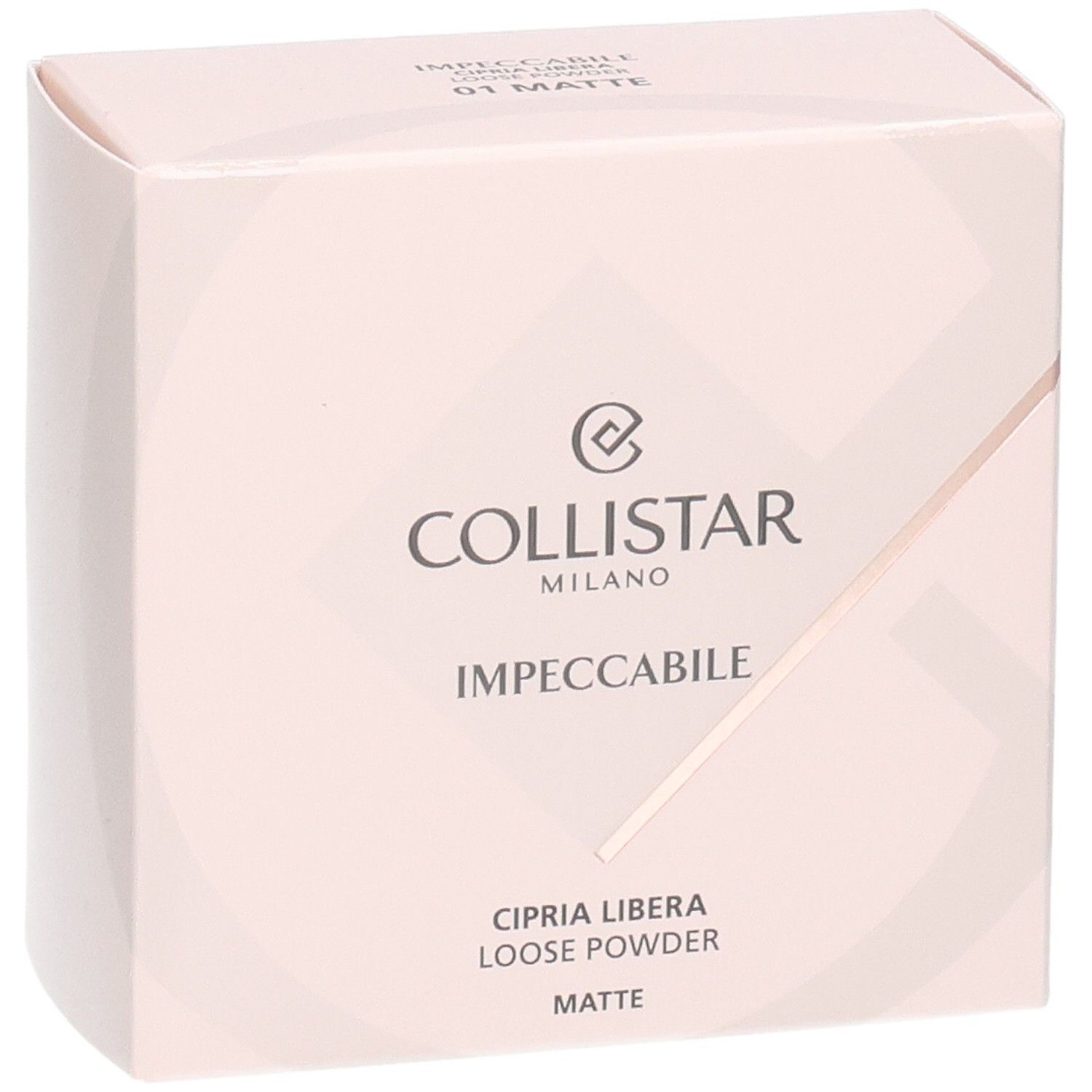 Collistar Impeccabile Poudre Libre Kartonverpackung, Vorderansicht.
