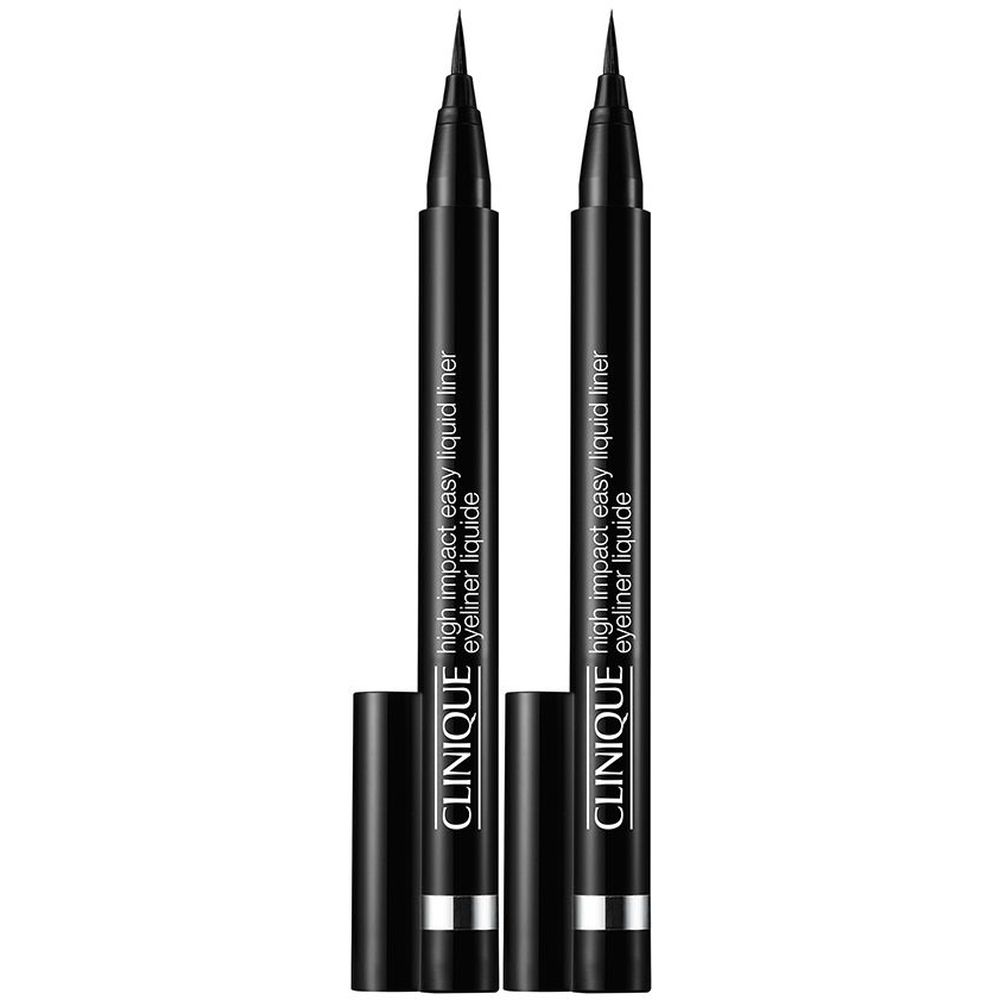 Deux Clinique High Impact Easy Liquid Eyeliner Noir. Stylos noirs avec capuchons amovibles.
