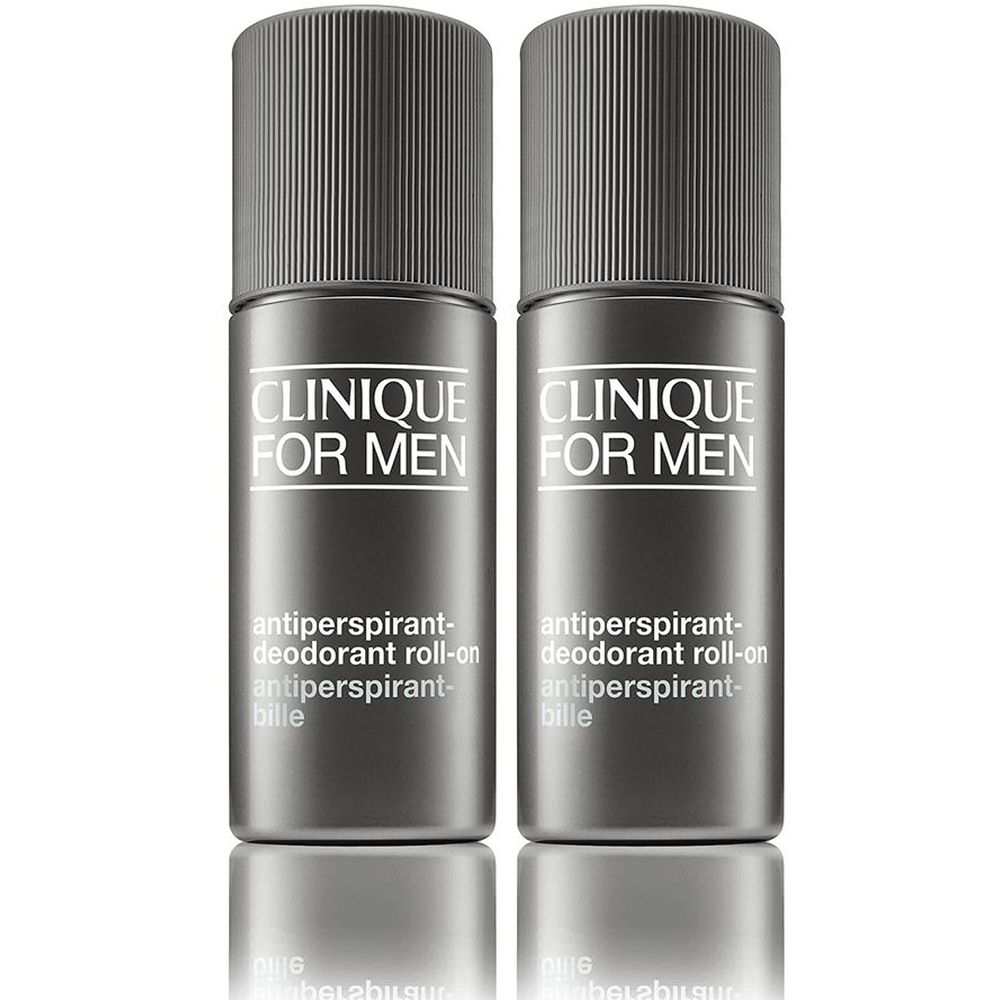 Deux Clinique For Men Déodorants Roll-On Anti-Transpirant gris foncé.