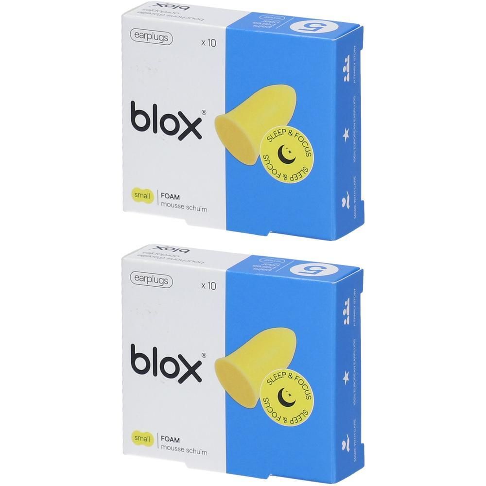 Deux paquets de bouchons d'oreilles en mousse blox®, petits, jaunes.