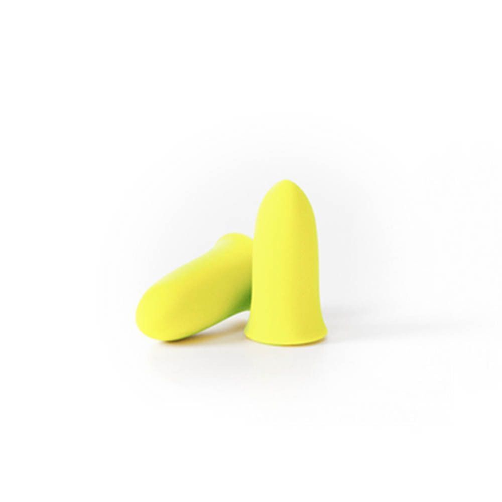 Zwei Packungen blox® Schaumstoff-Ohrstöpsel, klein, gelb.