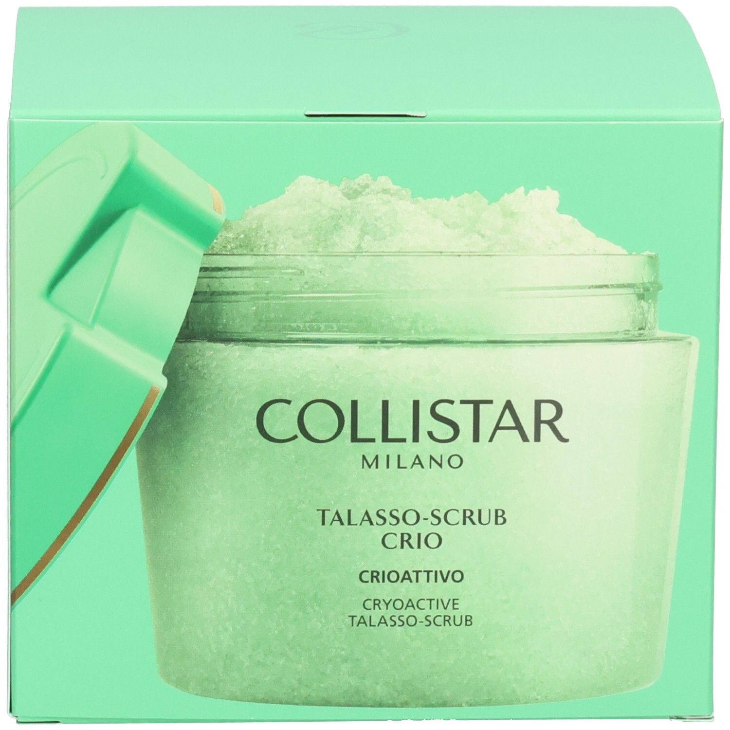 Grüne Verpackungsbox für Collistar Talasso-Scrub Crio mit einer Abbildung des Produkts.