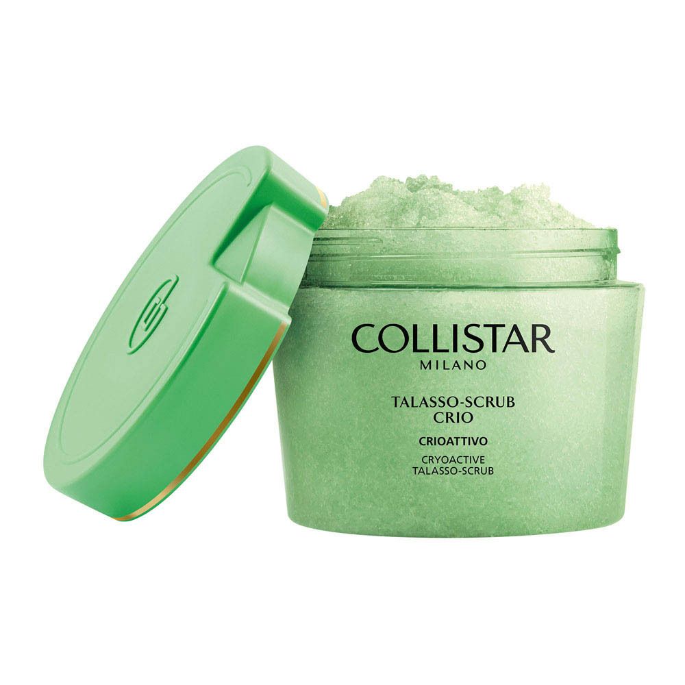 Arrière du pot Collistar Talasso-Scrub Crio avec instructions d'utilisation et symboles.