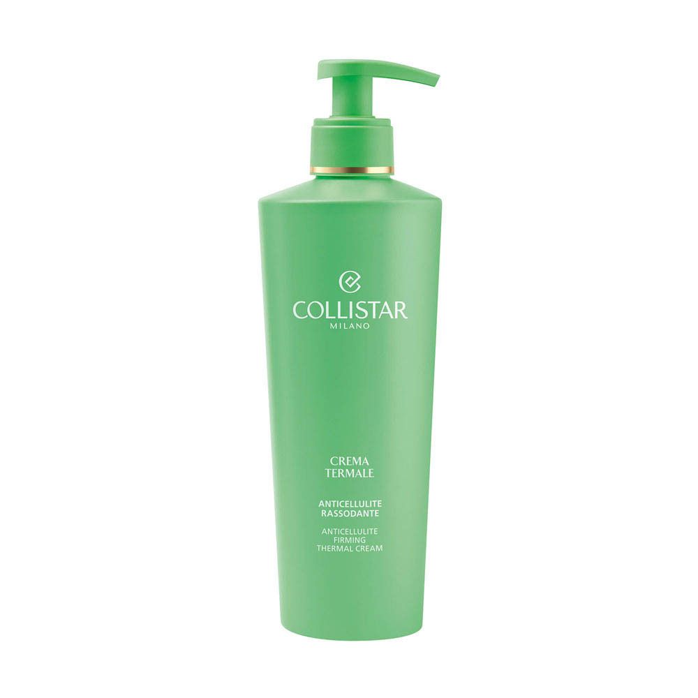 Crème Collistar avec distributeur à pompe. Flacon vert avec bande dorée.