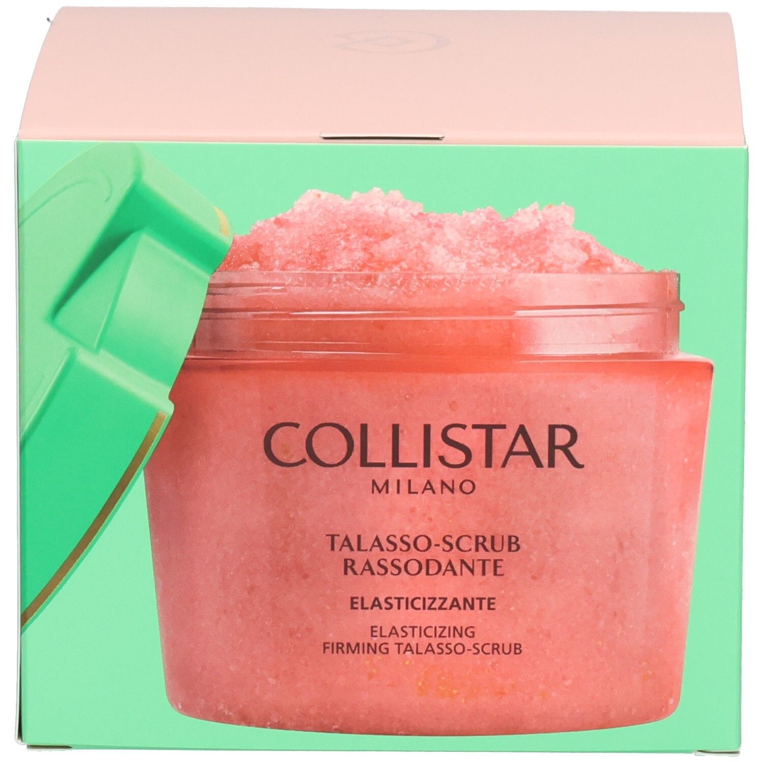 Offene Collistar Talasso-Scrub Verpackung mit Behälter.