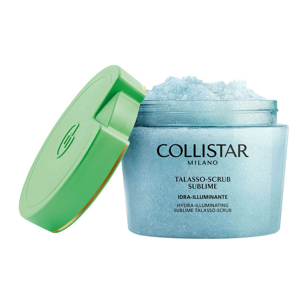Arrière d'un pot Collistar Talasso-Scrub Sublime avec divers symboles et textes.