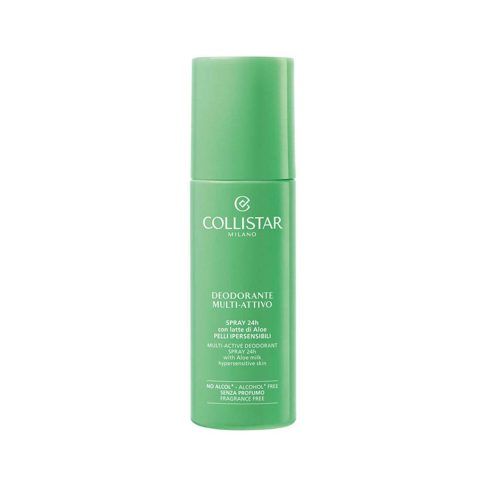 Collistar Multi-Active Déodorant Spray 24H, 100ml, peaux très sensibles, au Lait d'Aloès, sans alcool.