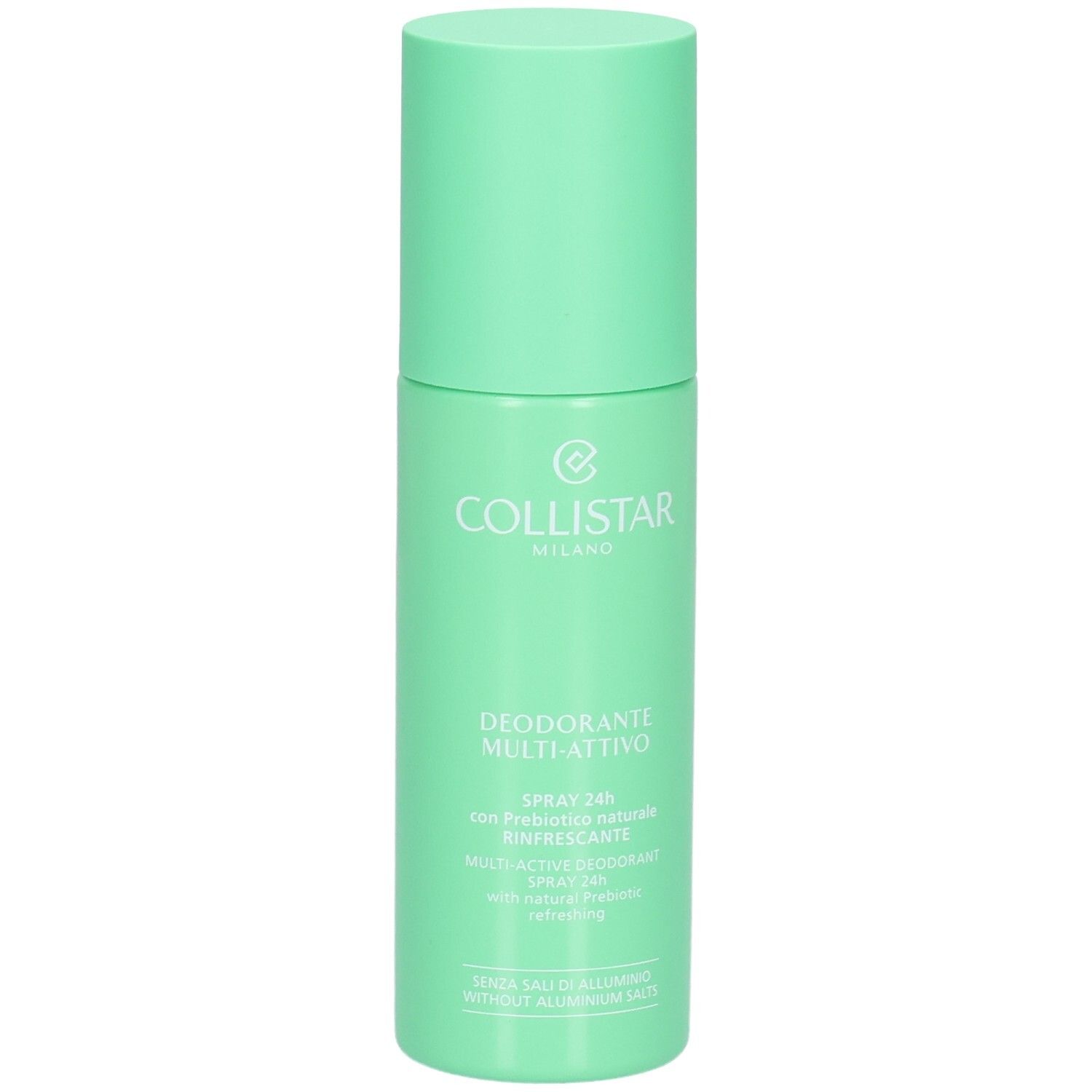 Collistar Multi-Active Deodorant Spray 24H, mintgrüne Dose mit weißem Logo und Text.