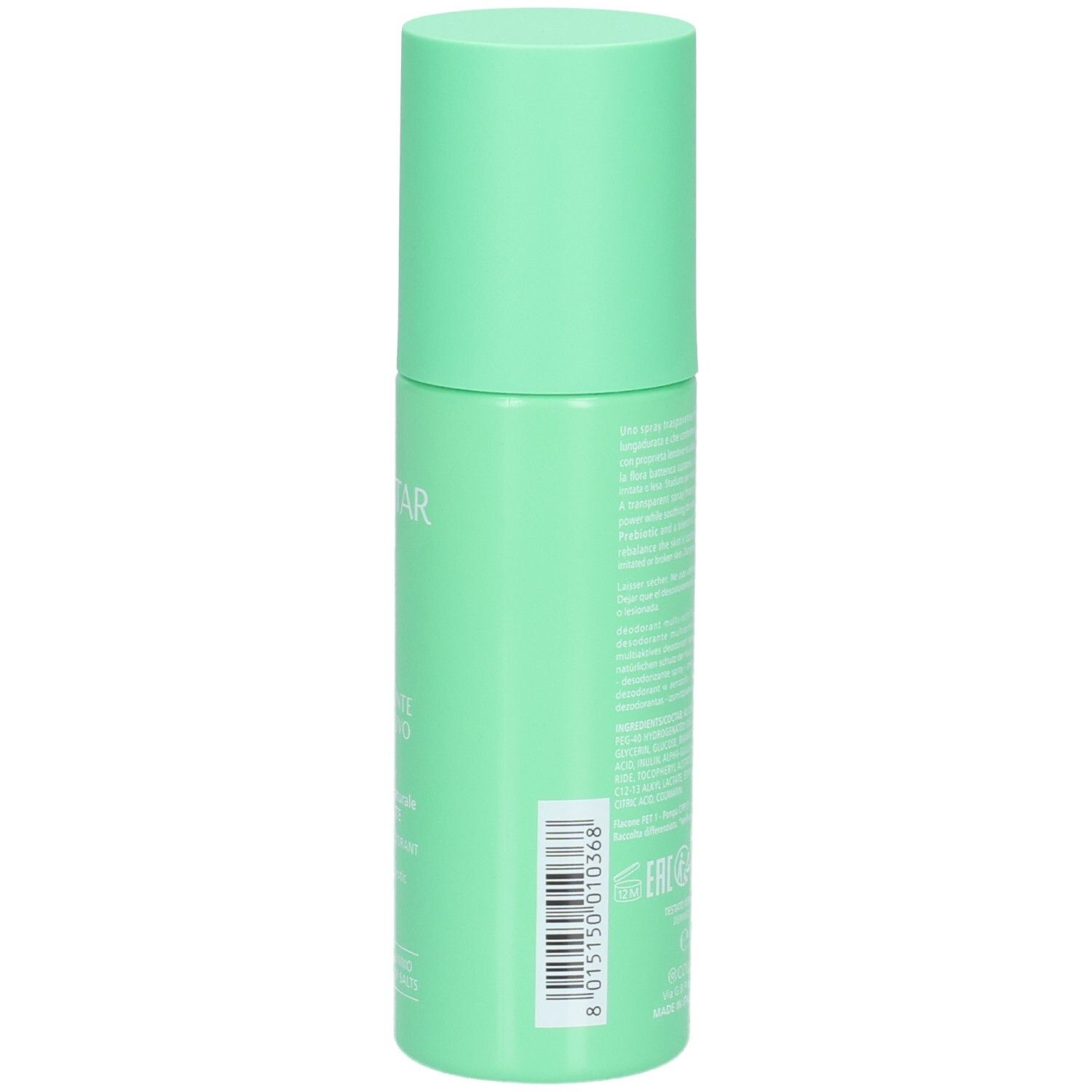 Rückseite der Collistar Multi-Active Deodorant Spray 24H Dose mit Text und EAN-Code.