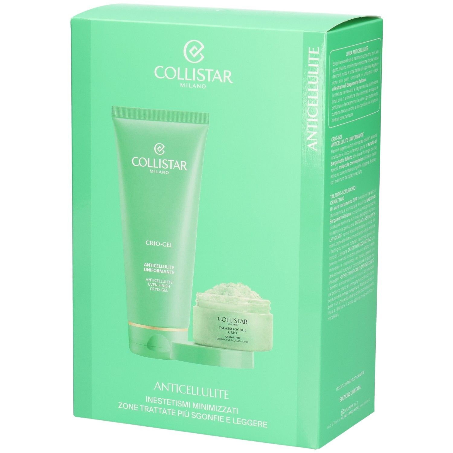 Collistar Anticellulite Set: Crio-Gel Tube und Talasso-Scrub Tiegel.
