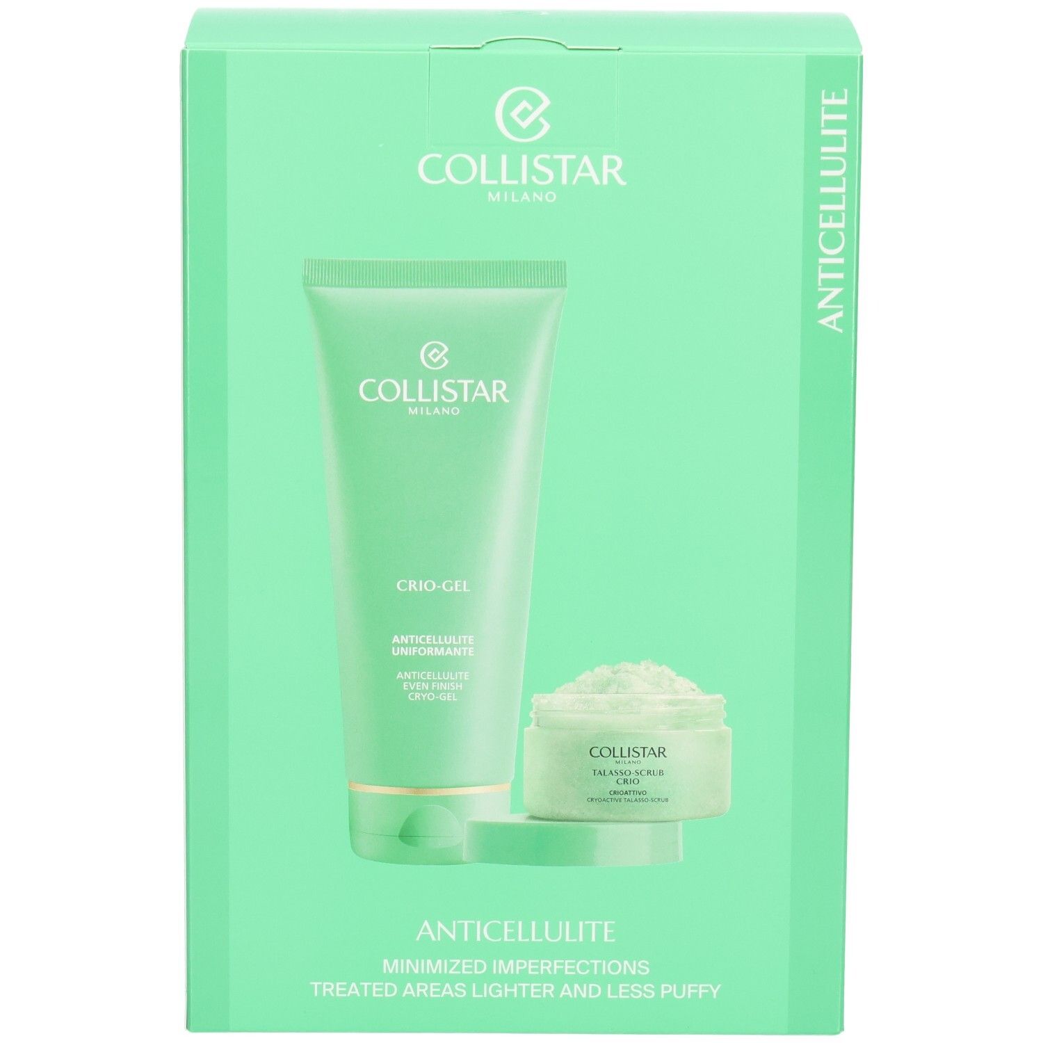 Collistar Anticellulite Set: Crio-Gel Tube und Talasso-Scrub Tiegel.