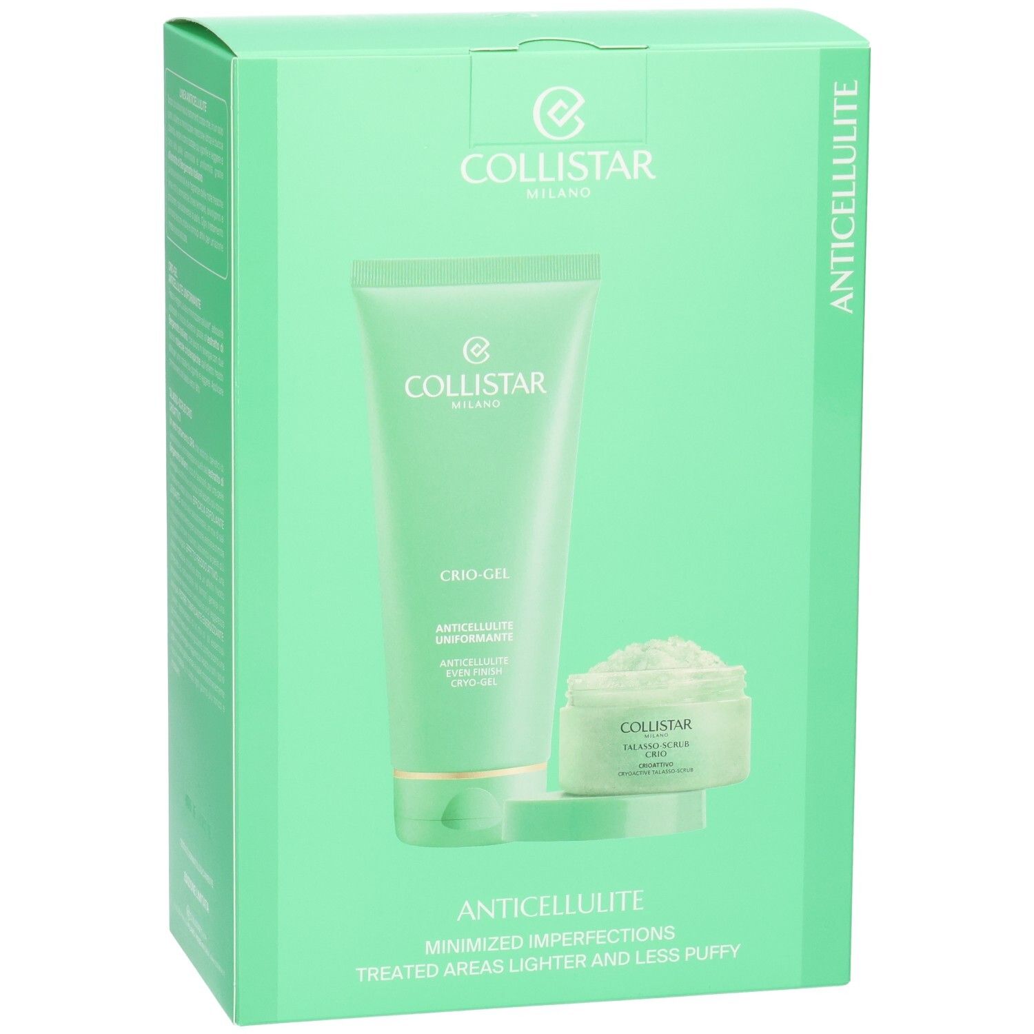 Collistar Anticellulite Set: Crio-Gel Tube und Talasso-Scrub Tiegel.