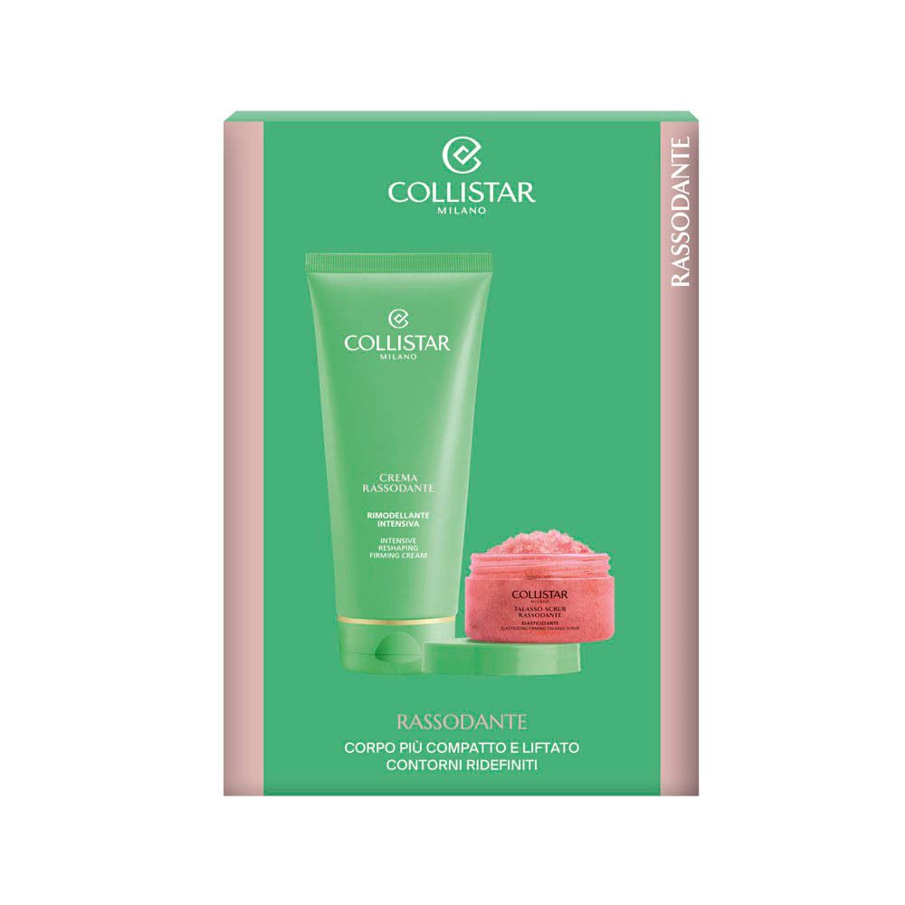 Collistar Discovery Set : Tube vert avec crème et pot rose avec gommage sur boîte verte.