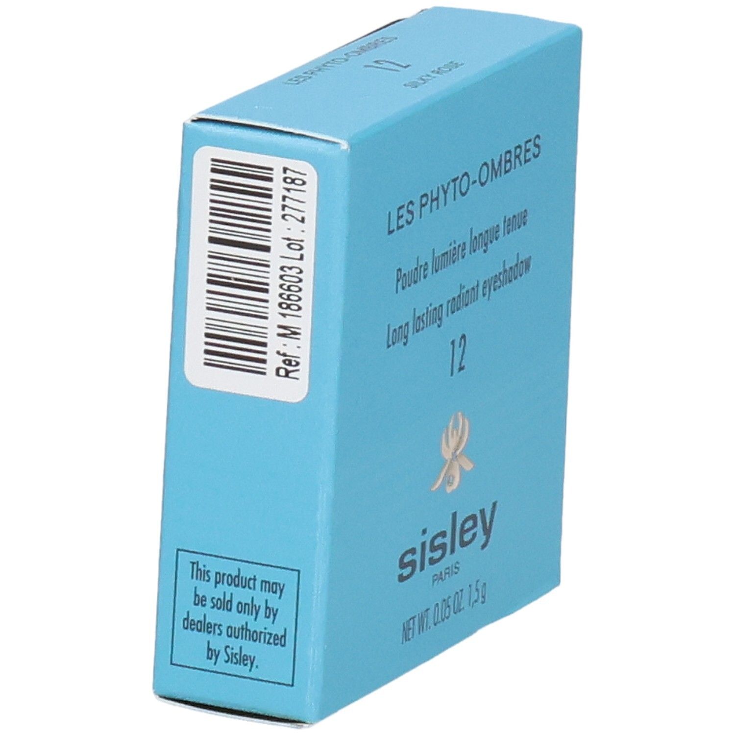 Sisley Les Phyto-Ombres Lidschatten-Verpackung, Rückseite mit Barcode und Produktinformationen.