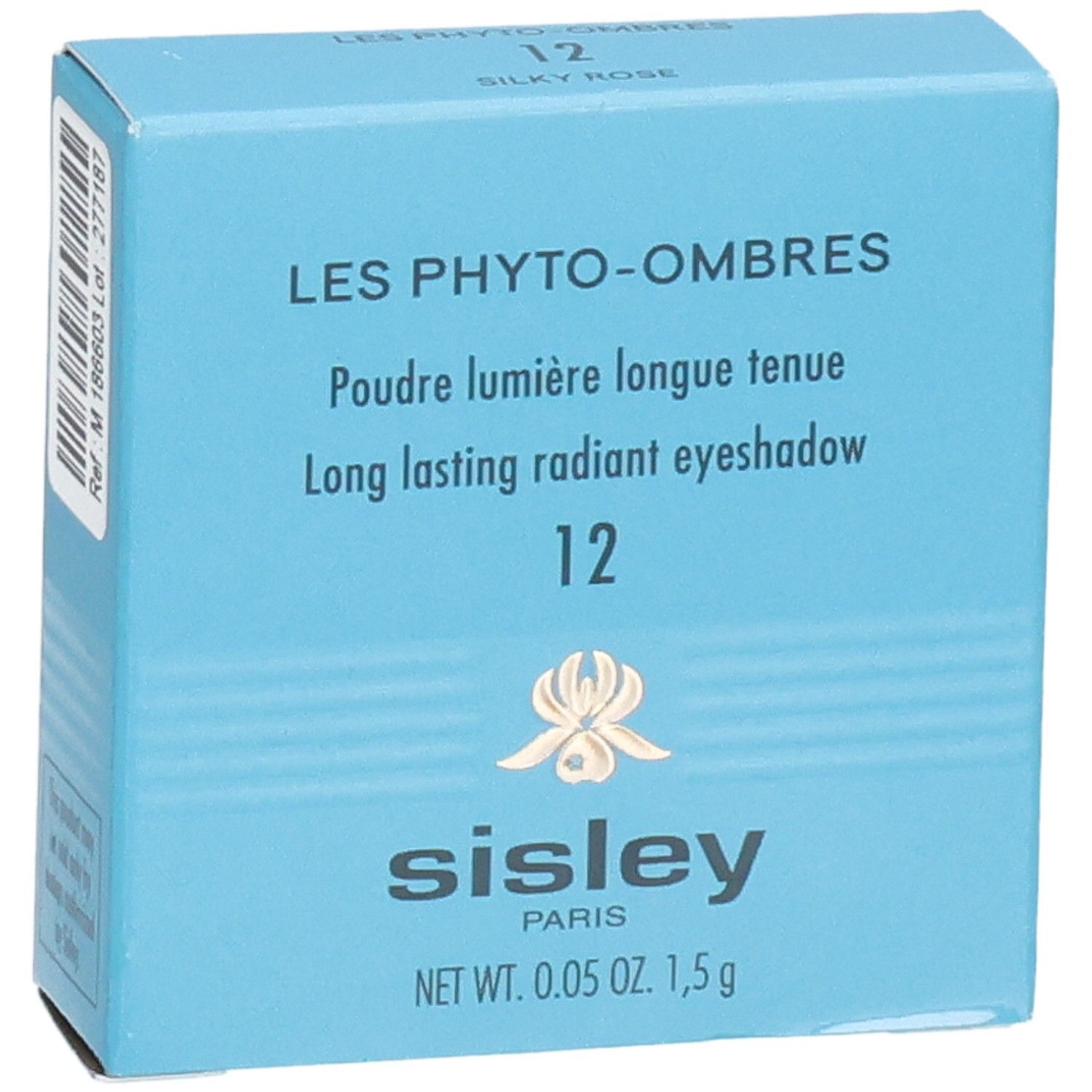 Sisley Les Phyto-Ombres Lidschatten-Verpackung, Rückseite mit Barcode und Produktinformationen.