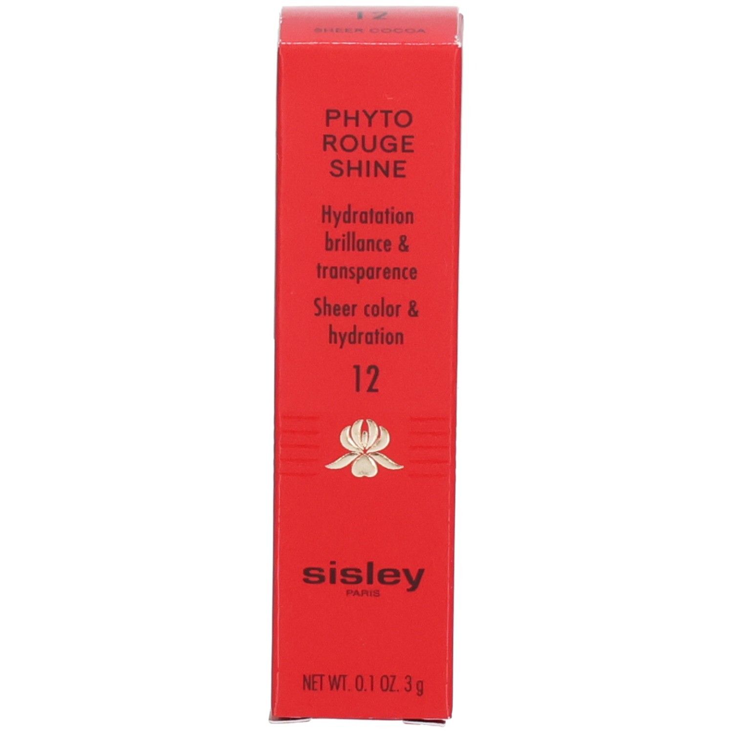 Sisley Phyto Rouge Shine Lippenstift in gold-weißem Zebra-Muster.