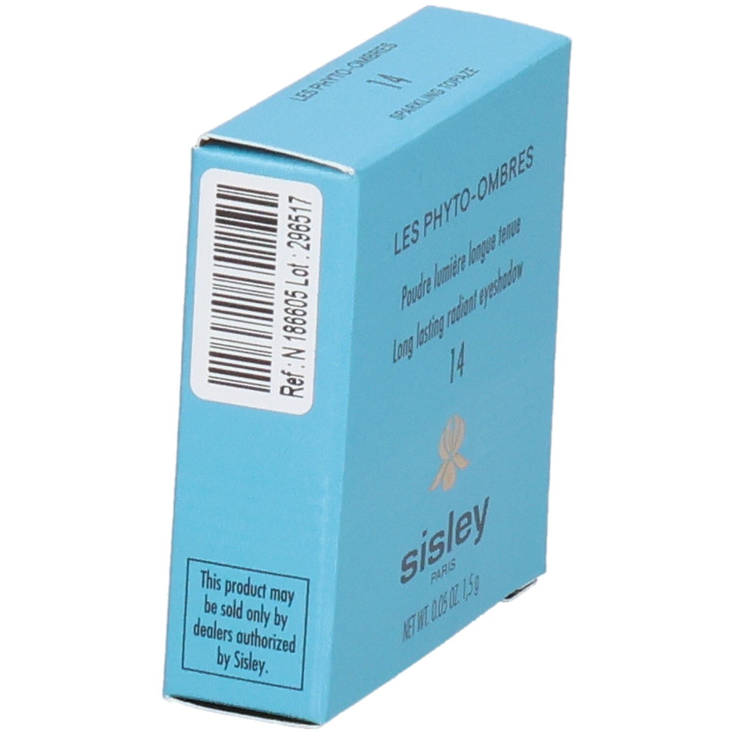 Sisley Les Phyto-Ombres Lidschatten-Verpackung, Rückseite mit Barcode und Produktinformationen.