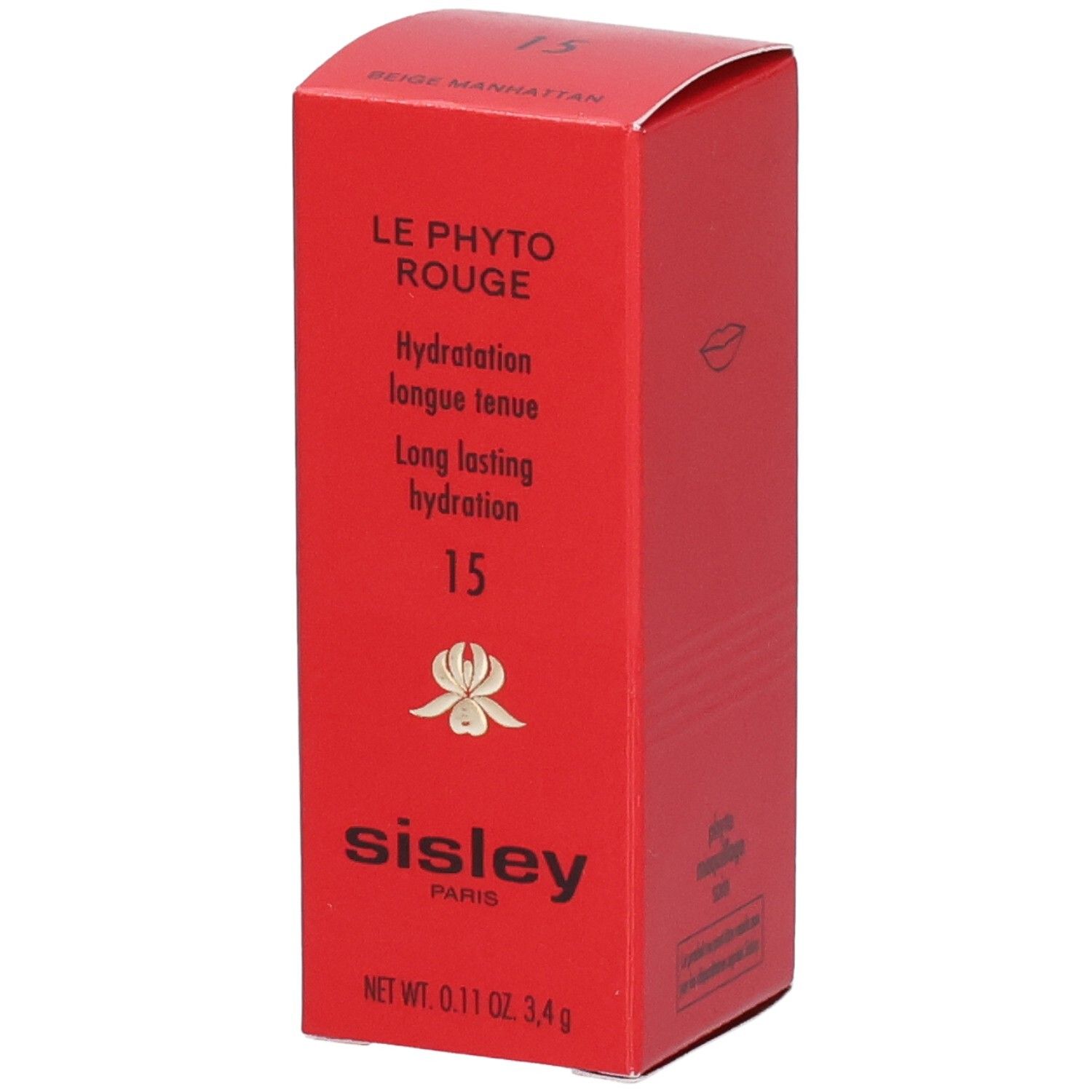 Sisley Le Phyto Rouge Rouge à lèvres, teinte 15 Beige Manhattan, boîte rouge.