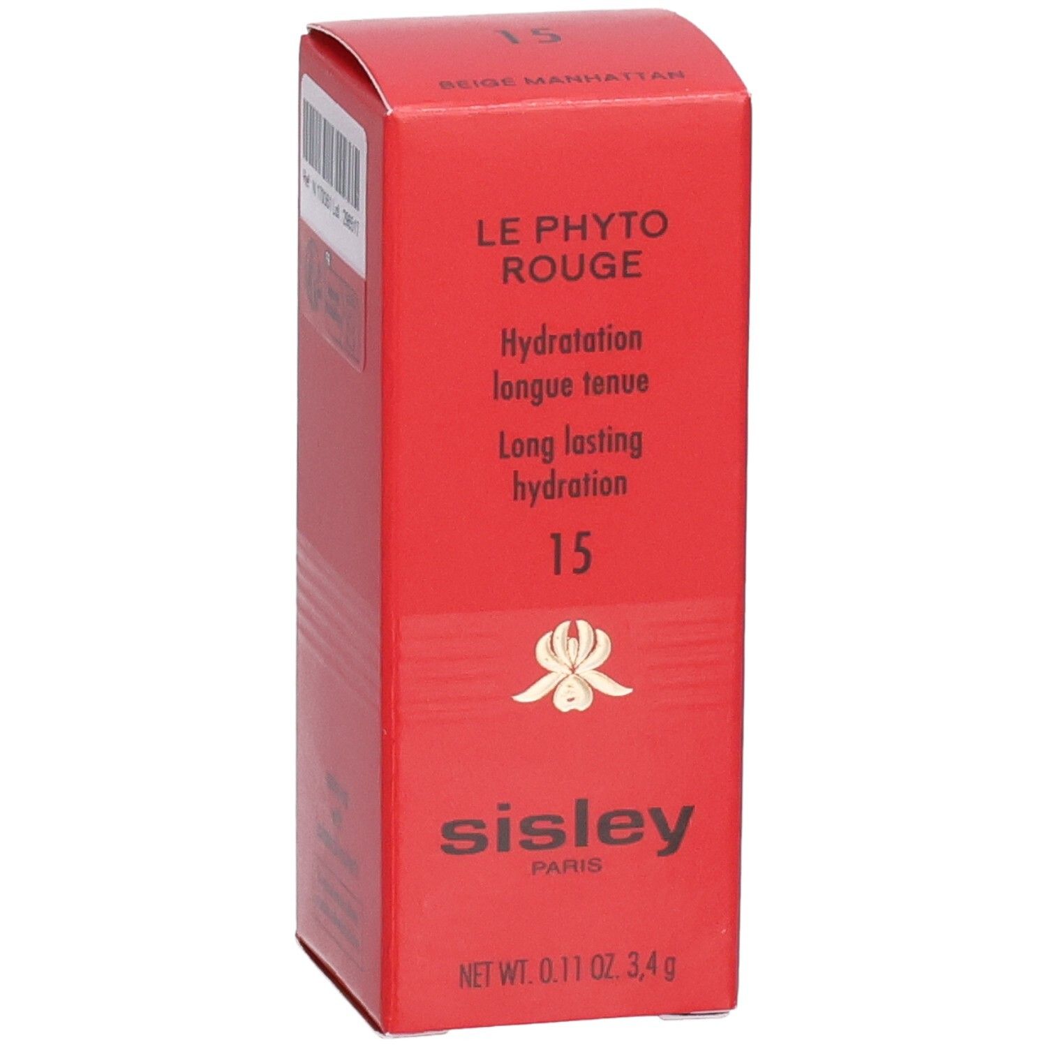 Sisley Le Phyto Rouge Rouge à lèvres, teinte 15 Beige Manhattan, boîte rouge.