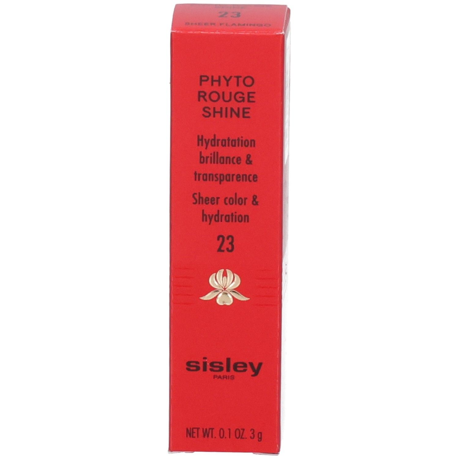 Sisley Phyto Rouge Shine Lippenstift in gold-weißem Zebra-Muster.