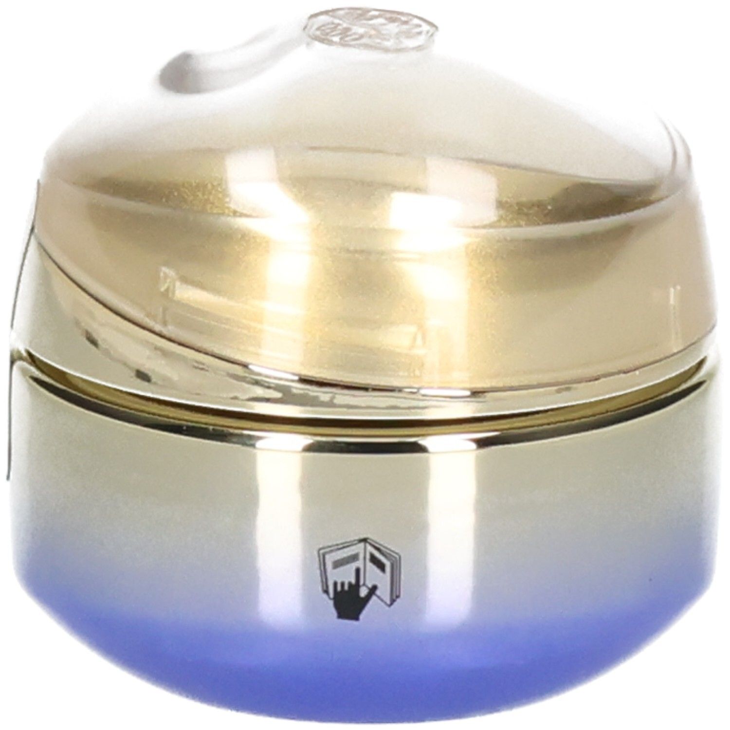 Shiseido Vital Perfection Augencreme-Tiegel, mit Logo auf dem Körper, goldener Deckel.