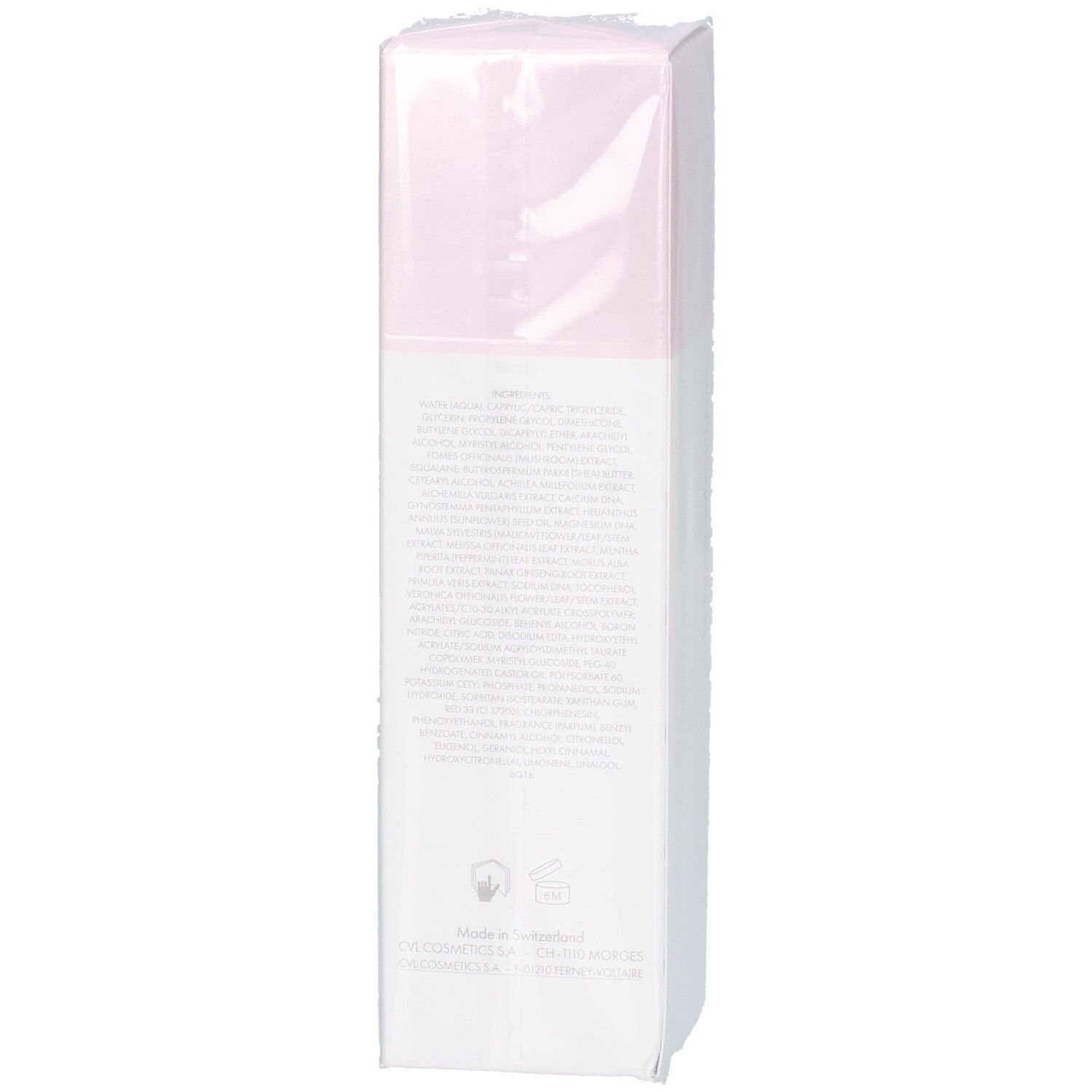 Valmont LumiCream Verpackung, Seite mit detaillierten Informationen.